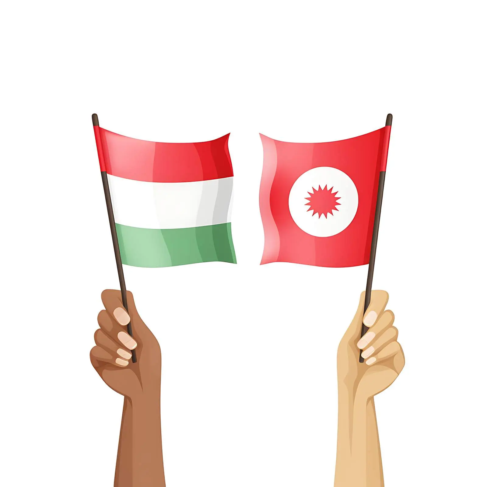 Woman Holding Flag Pieces from Different Countries – free flags of the world image from Dotvec