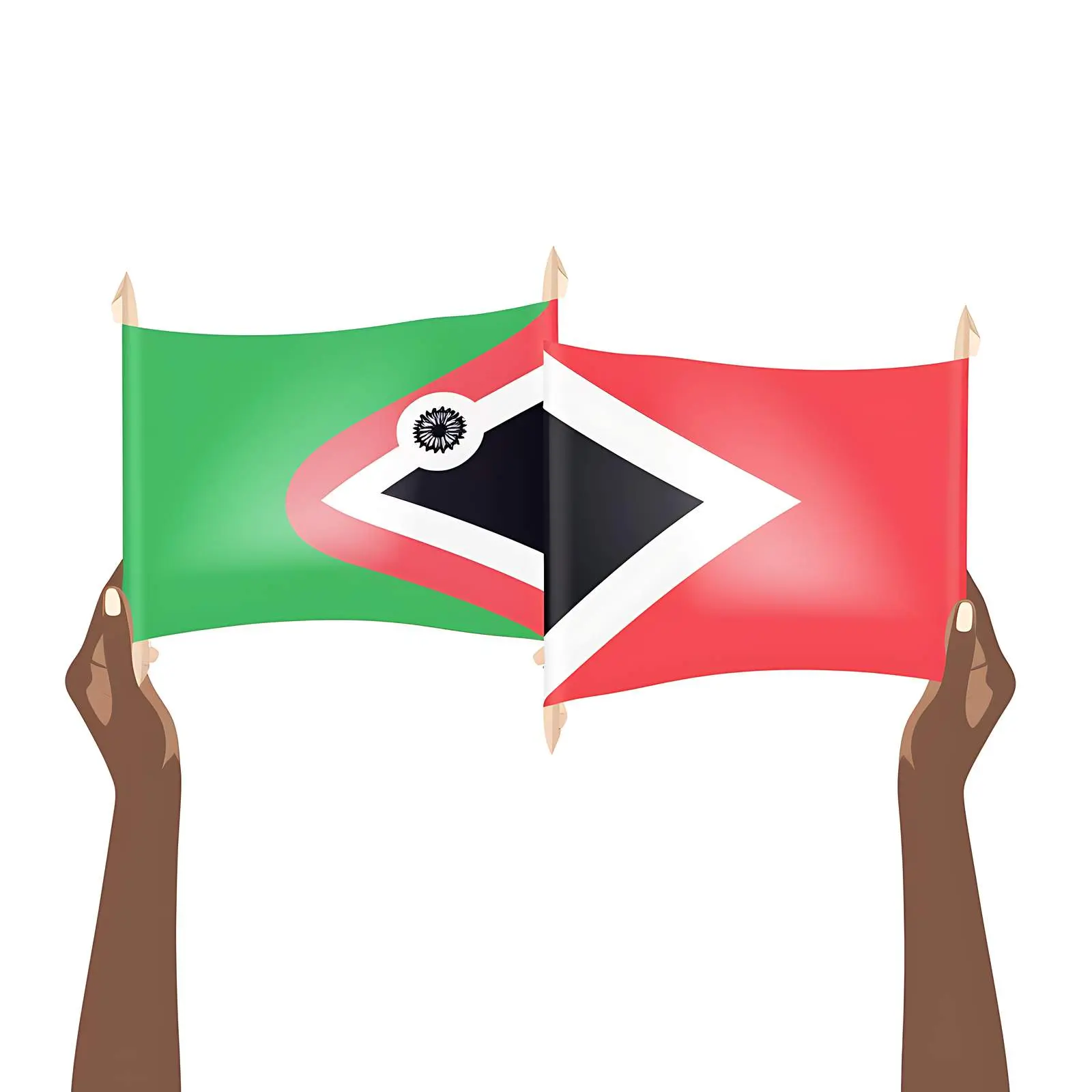 Woman Holding Flag Parts Representing World Countries – free flags of the world image from Dotvec