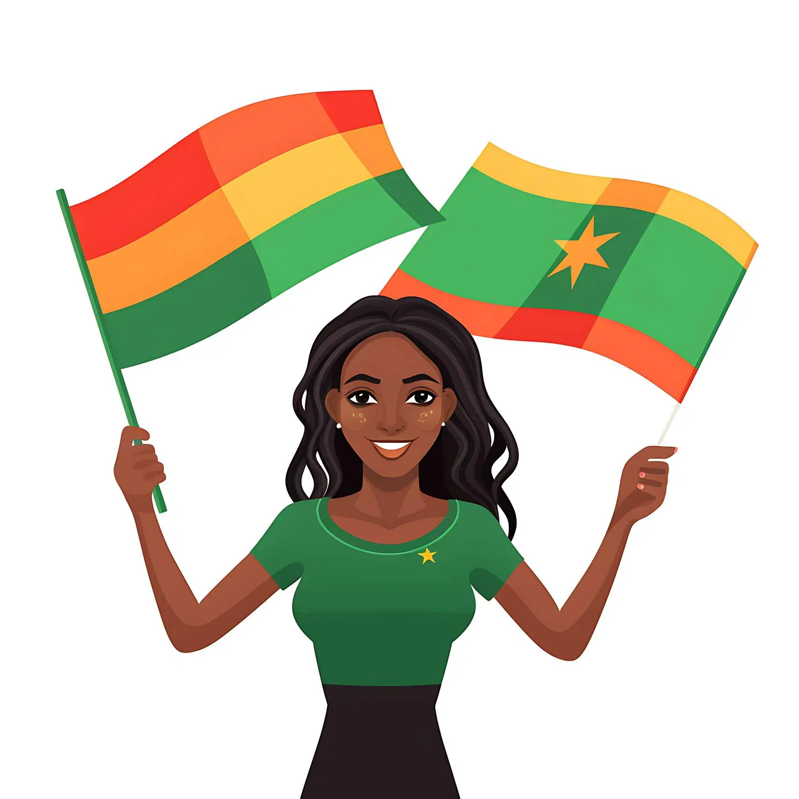 Woman Holding Flag Parts Representing World Countries – free national image from Dotvec