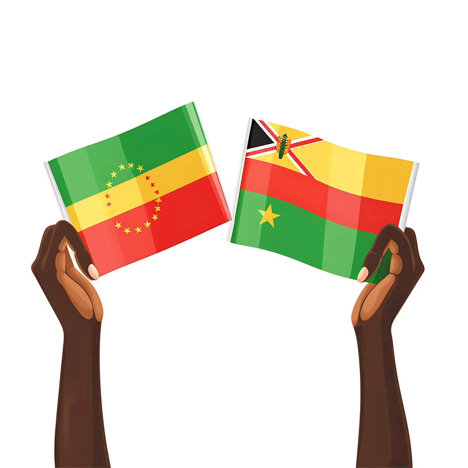 Woman Holding Two Parts of a Flag – free flags of the world image from Dotvec