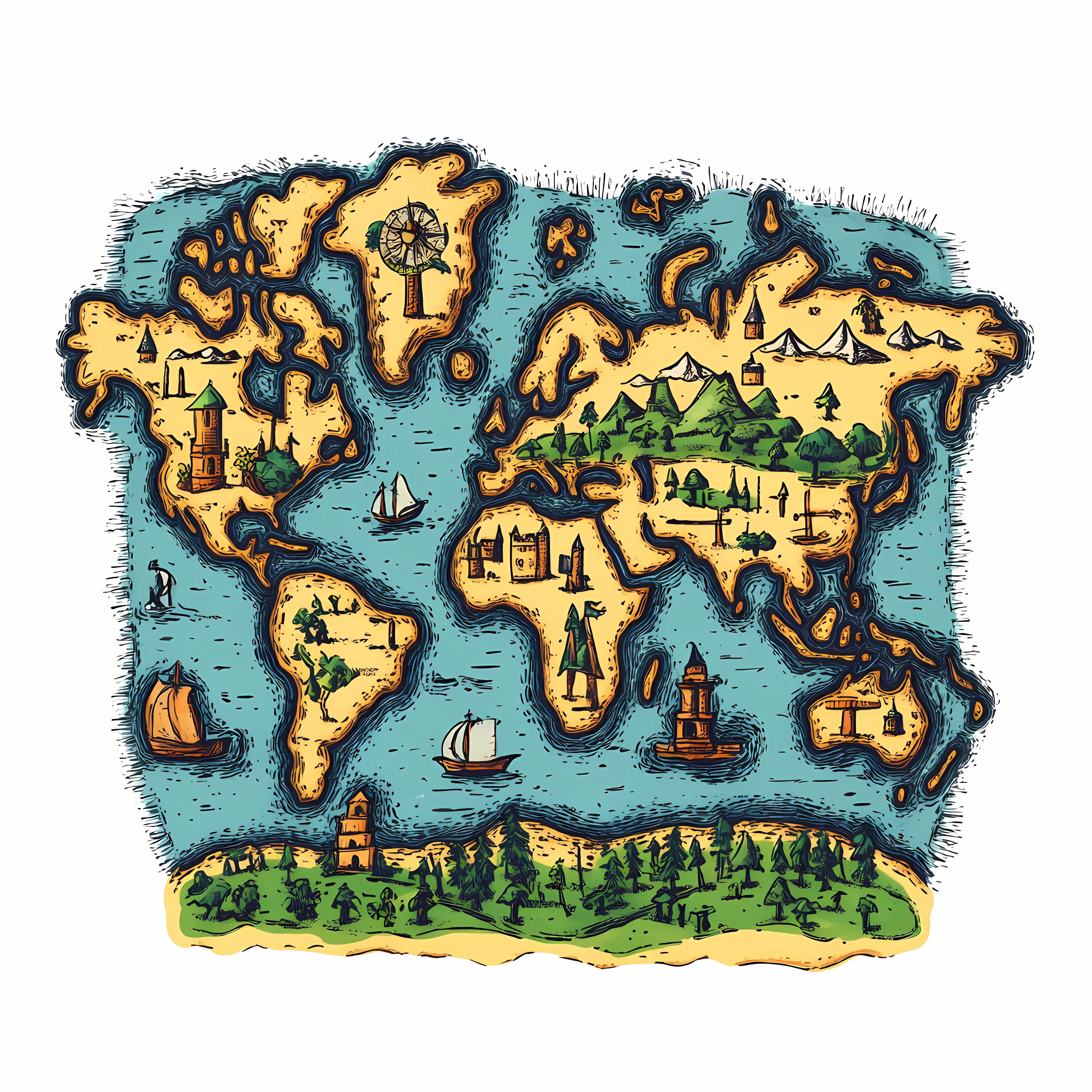 Hand-Drawn Cartoon World Map Illustration — free download from Dotvec