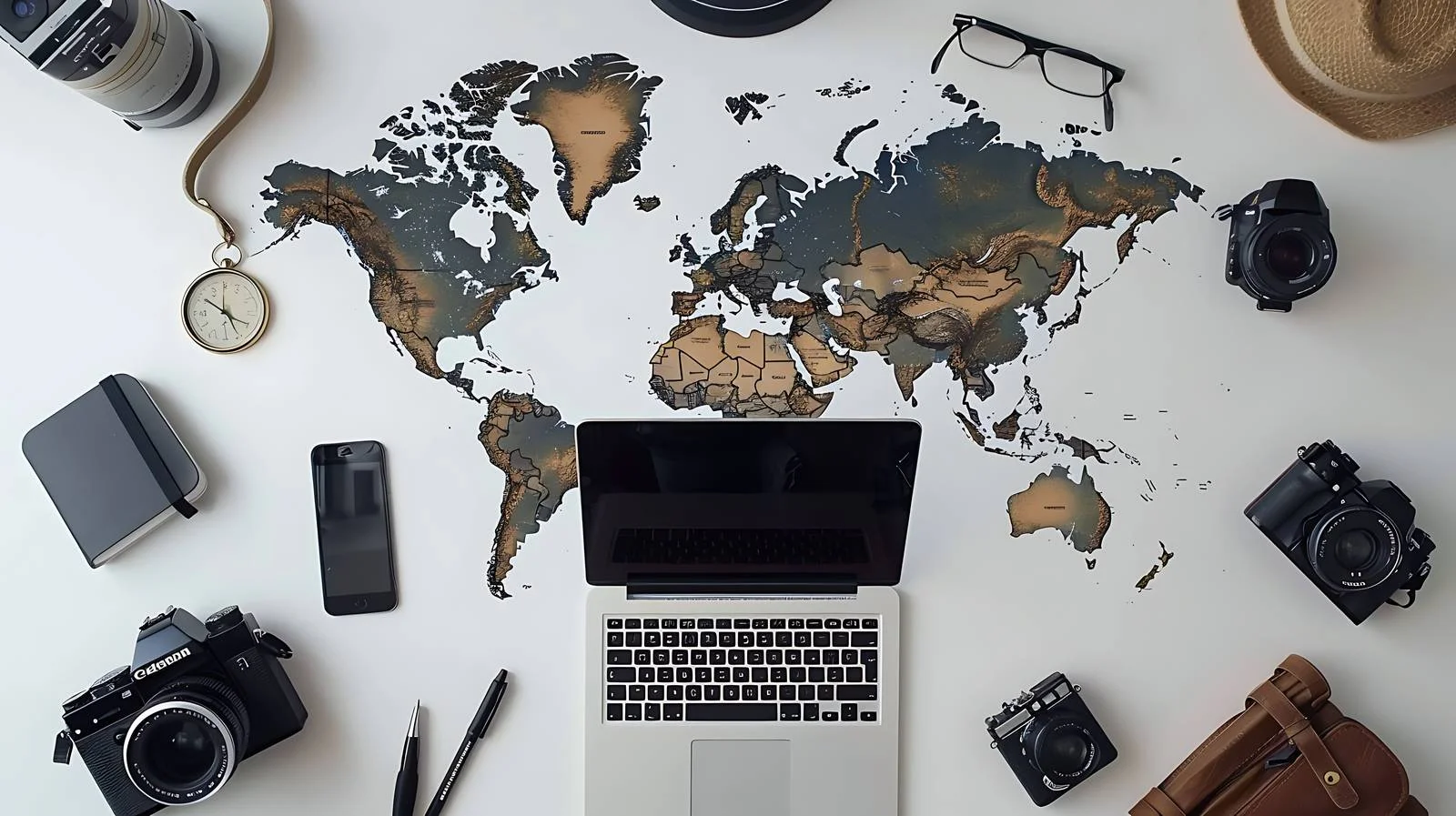 Travel Essentials on Table Map — free download from Dotvec