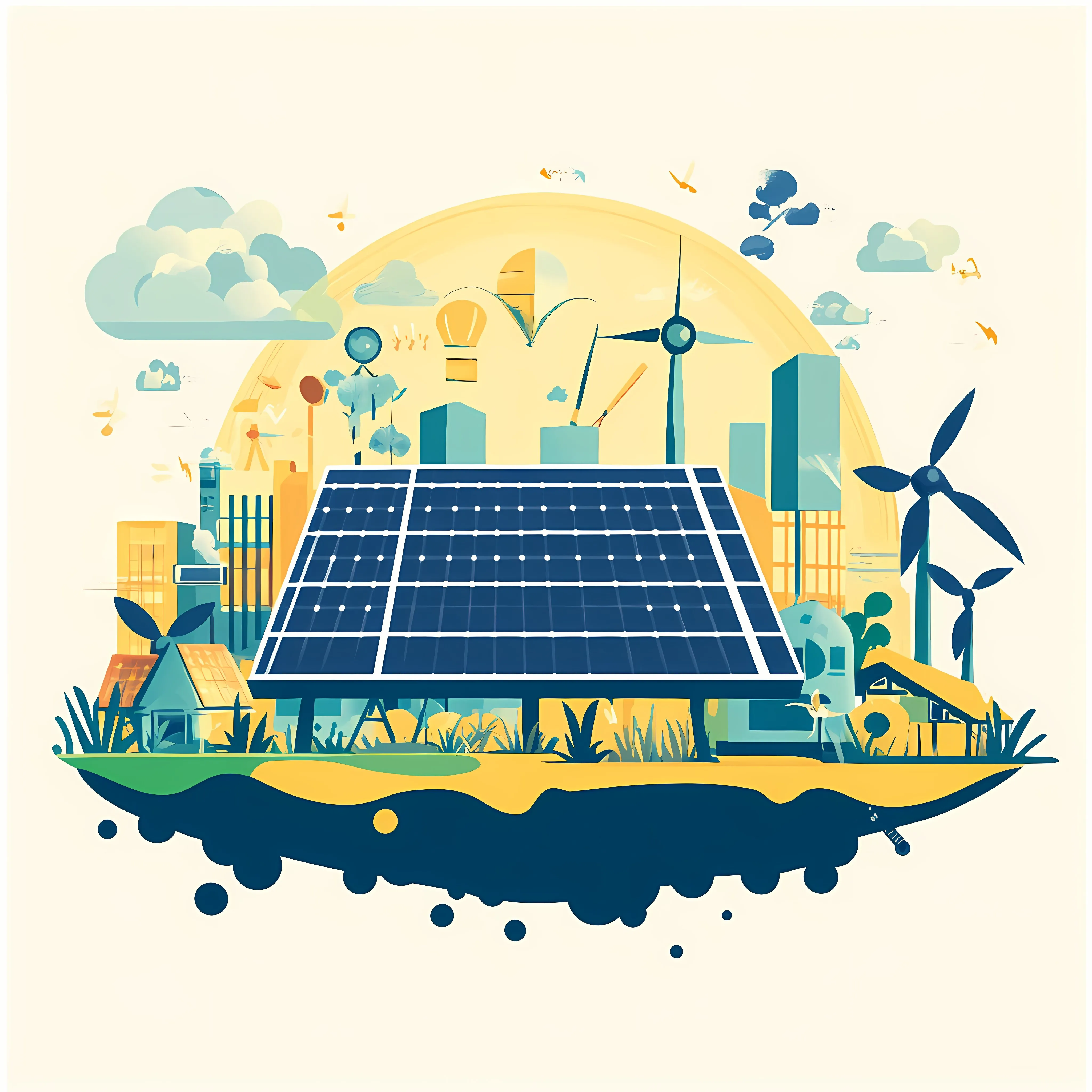 Flat Vector Illustration of Renewable Solar Energy — free download from Dotvec
