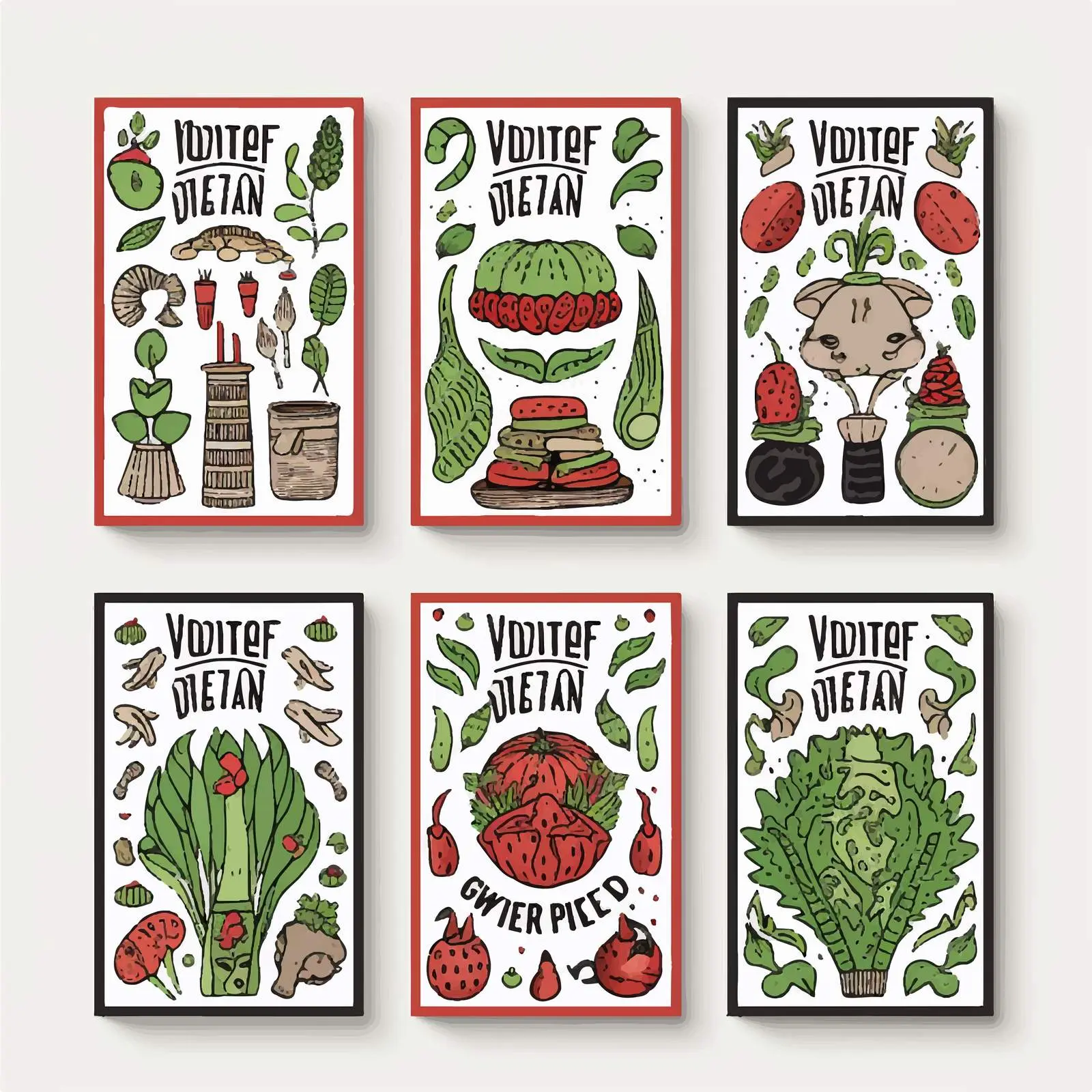 World Vegan Day Doodle Style Card Set — free download from Dotvec