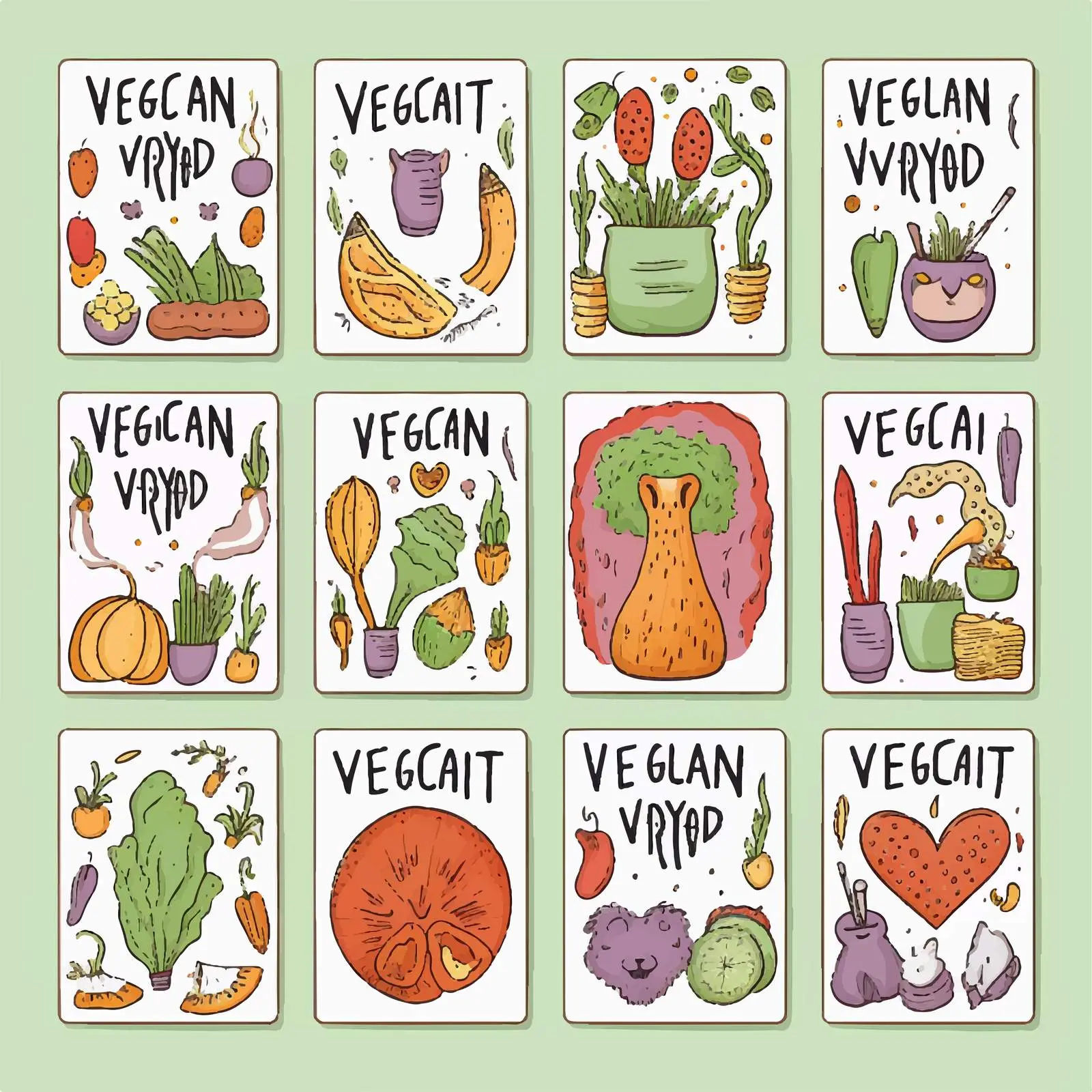 Vegan Day Doodle Style Poster Templates — free download from Dotvec