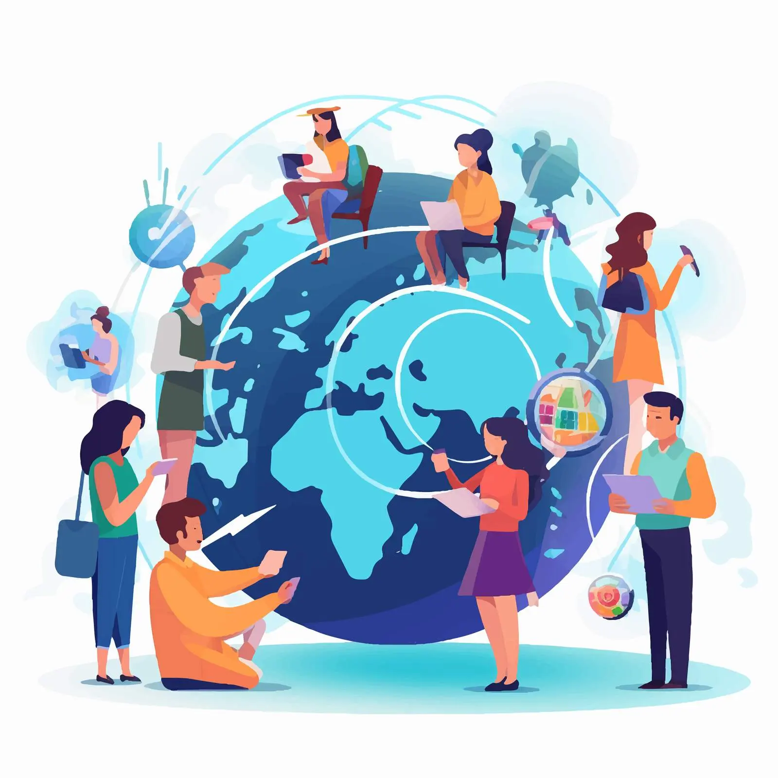 Global Communication Through Devices Illustration – free tablets image from Dotvec