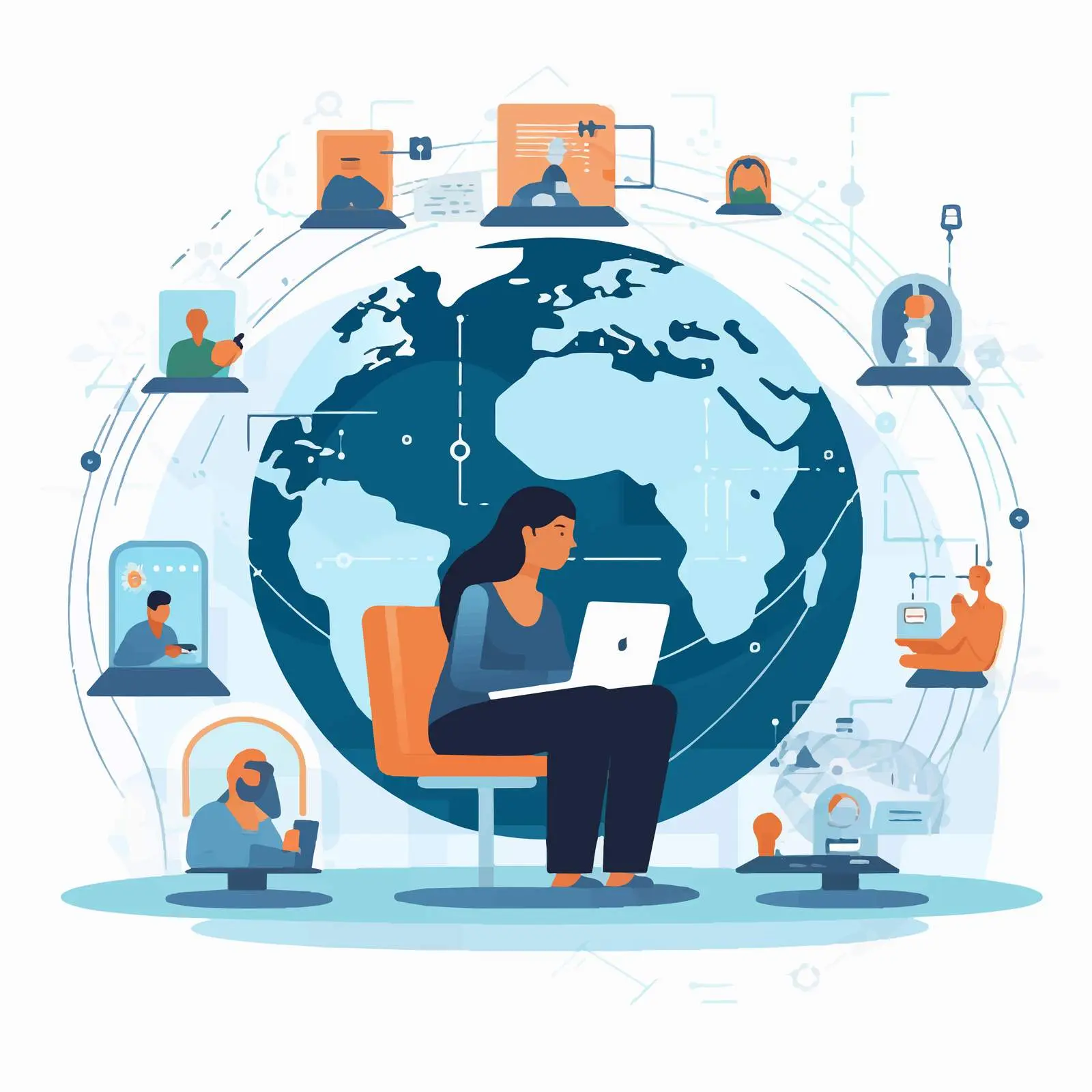 Global Communication Through Devices Illustration — free download from Dotvec