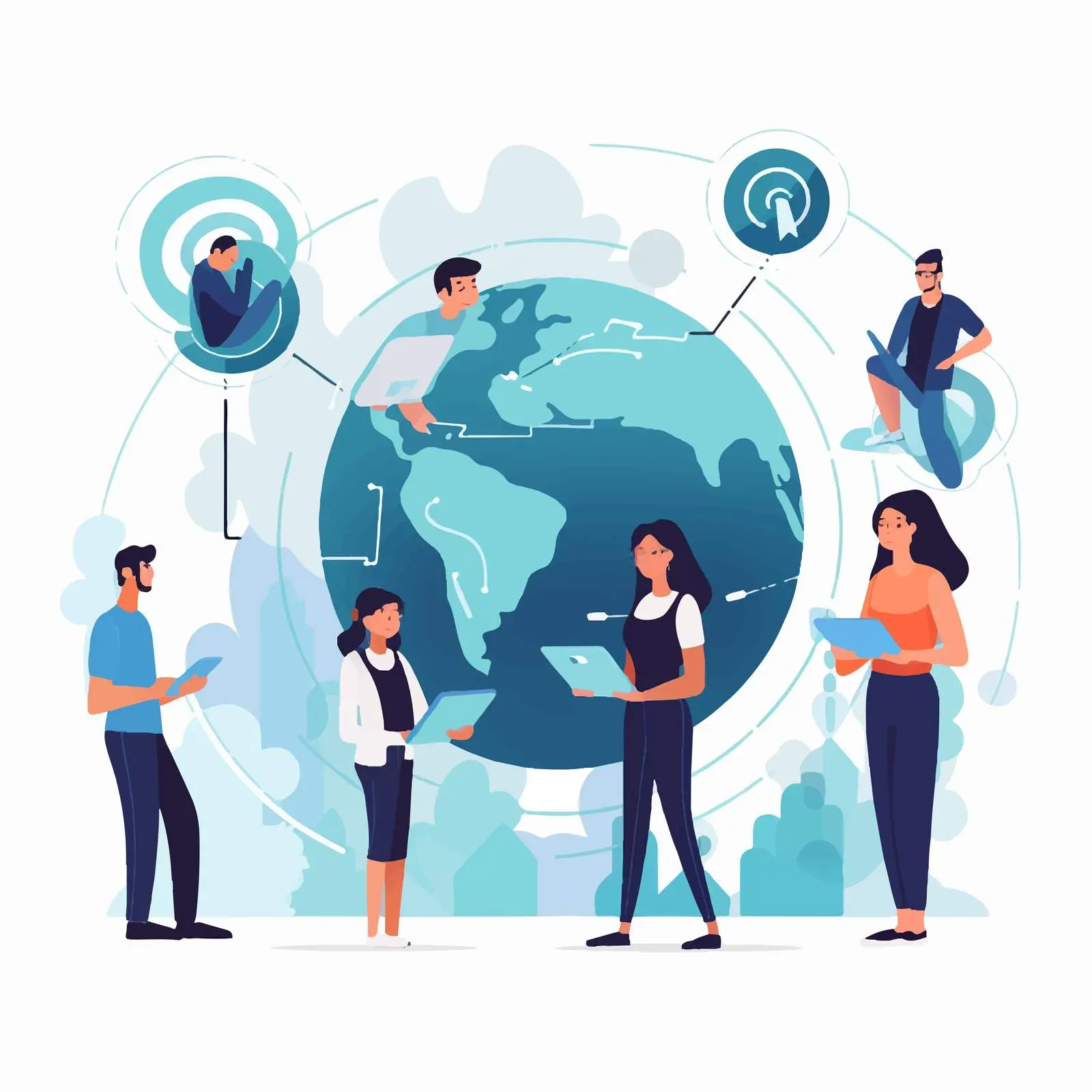 Global Communication with Devices Illustration — free download from Dotvec