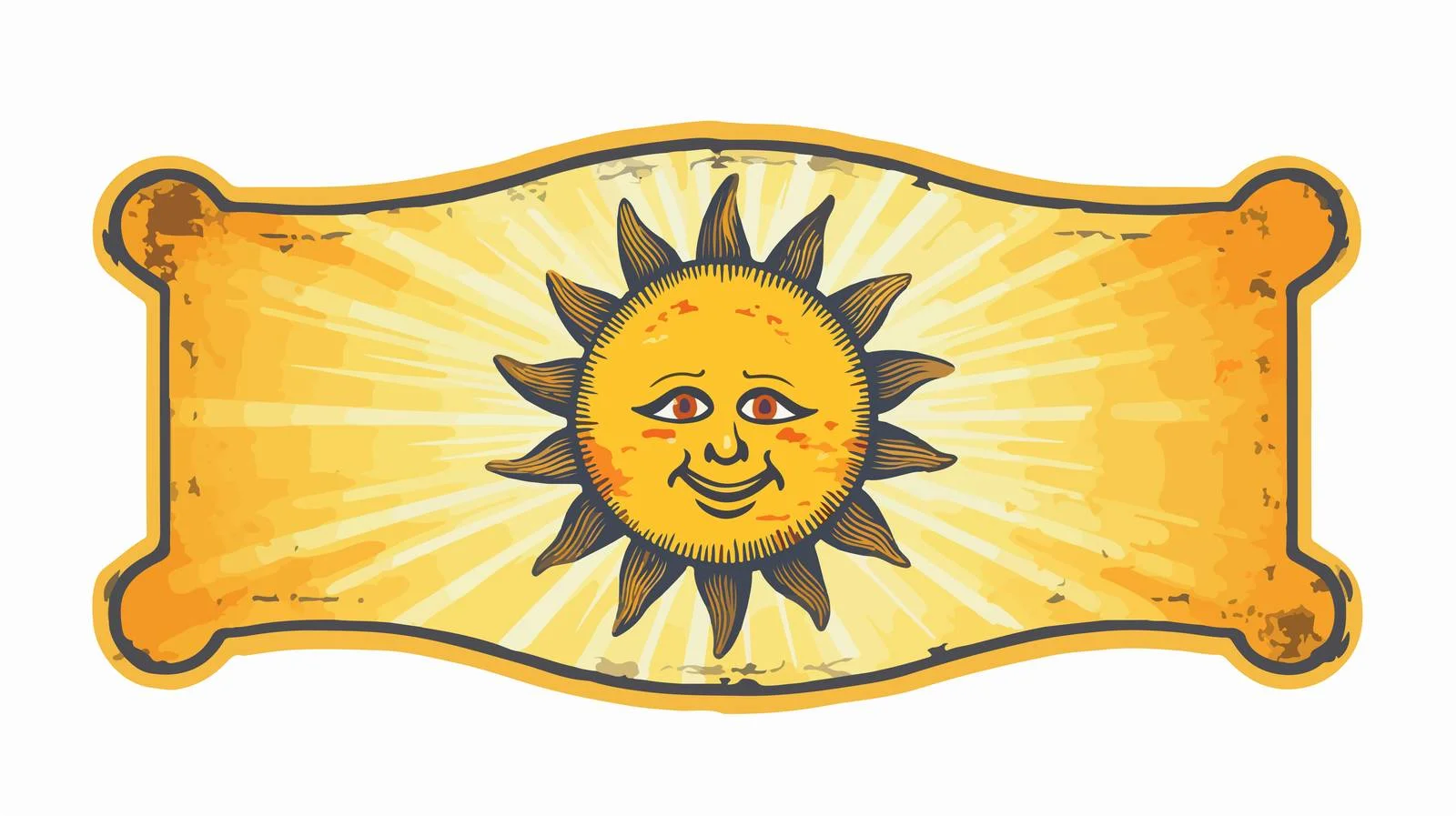 Vintage Sun Face Sticker — free download from Dotvec