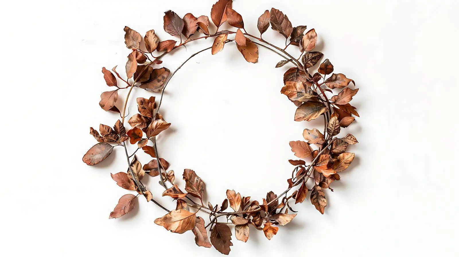 Natural Wreath Frame of Dried Leaves and Branches – free seasonal theme image from Dotvec