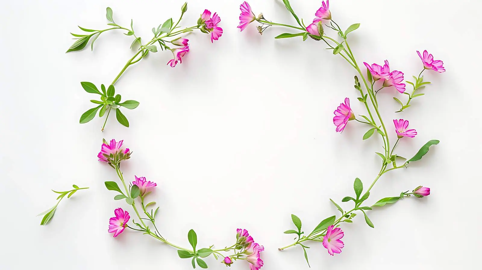 Pink and Beige Wildflower Wreath with Green Leaves — free download from Dotvec