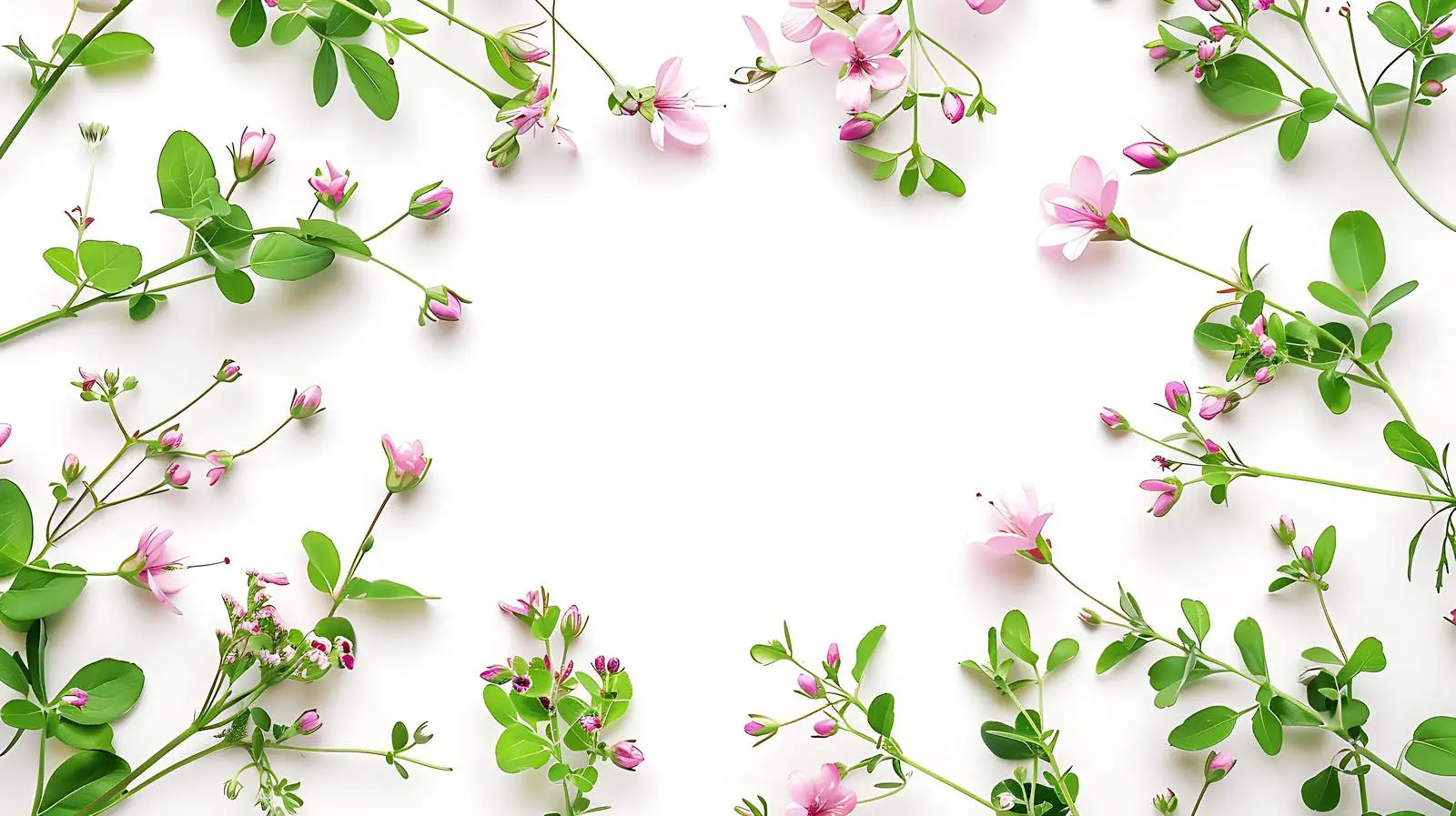 Pink and Beige Wildflower Wreath with Green Leaves — free download from Dotvec