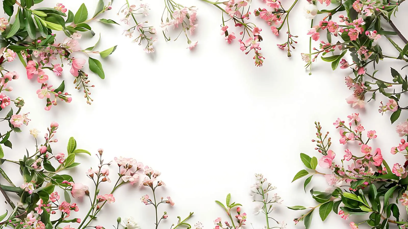 Pink Wildflower Wreath Frame with Green Leaves — free download from Dotvec