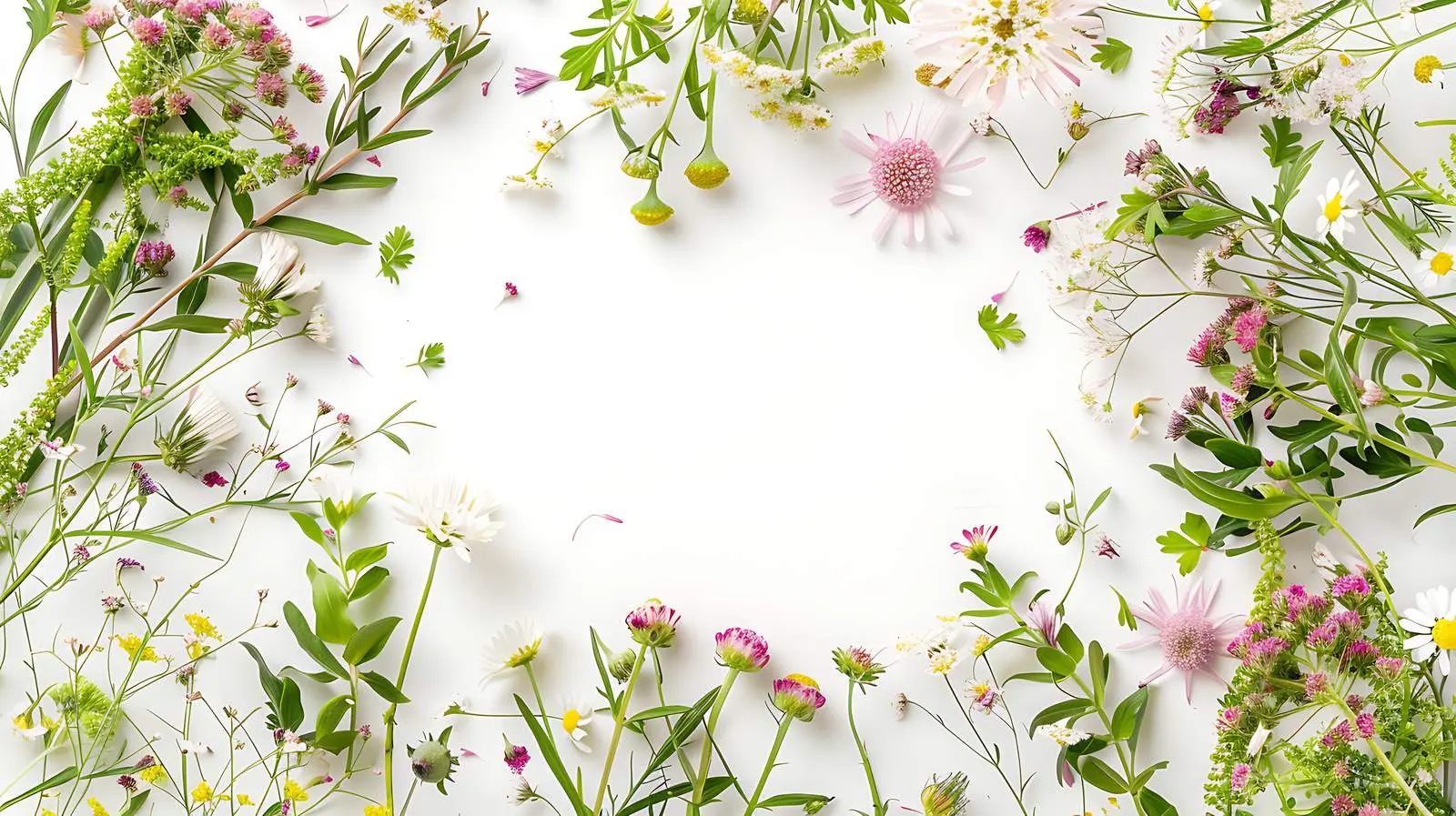 Pink Wildflower Wreath with Green Leaves — free download from Dotvec