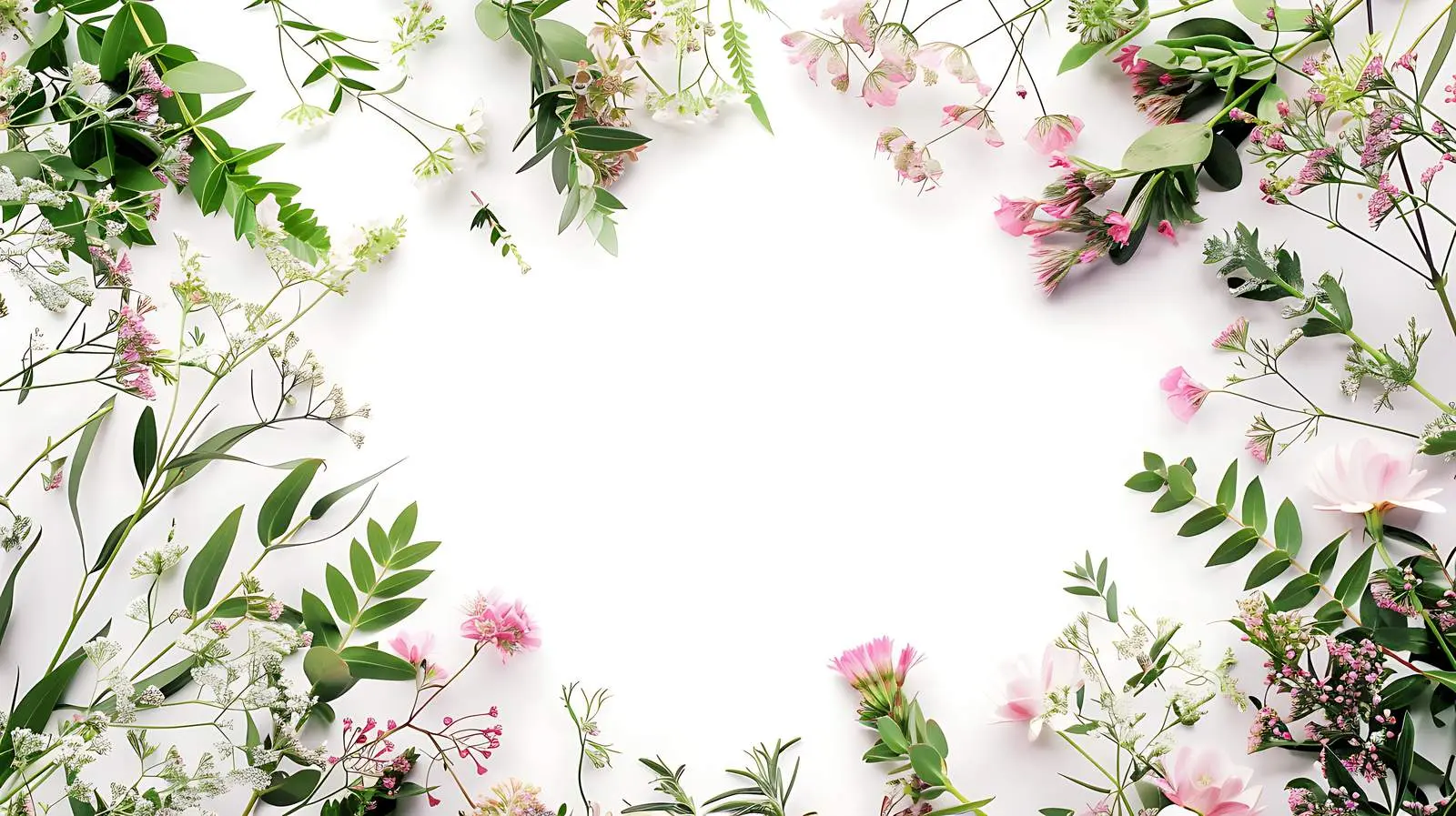 Pink Wildflower Wreath with Green Leaves — free download from Dotvec