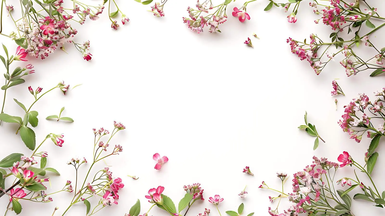 Pink Wildflower Wreath with Green Leaves — free download from Dotvec