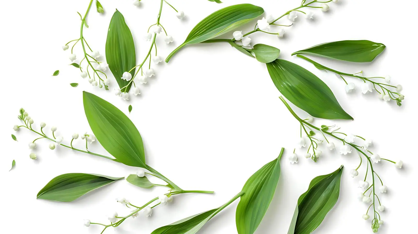 Lily of the Valley Wreath Frame with Leaves — free download from Dotvec