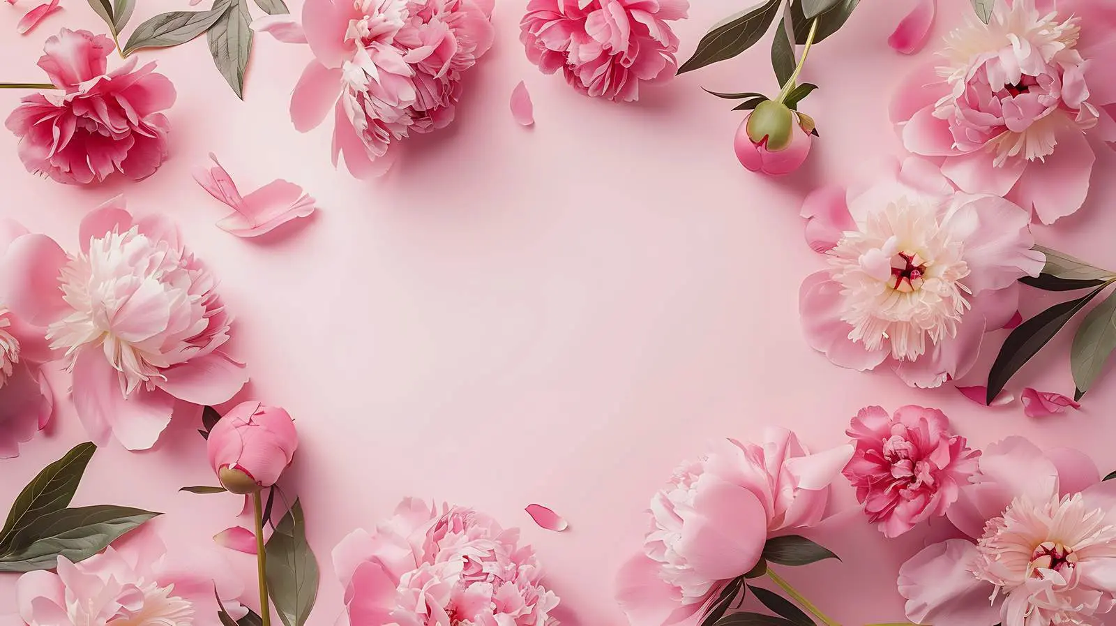 Elegant Pink Peonies Wreath with Blank Mockup – free peony flowers image from Dotvec