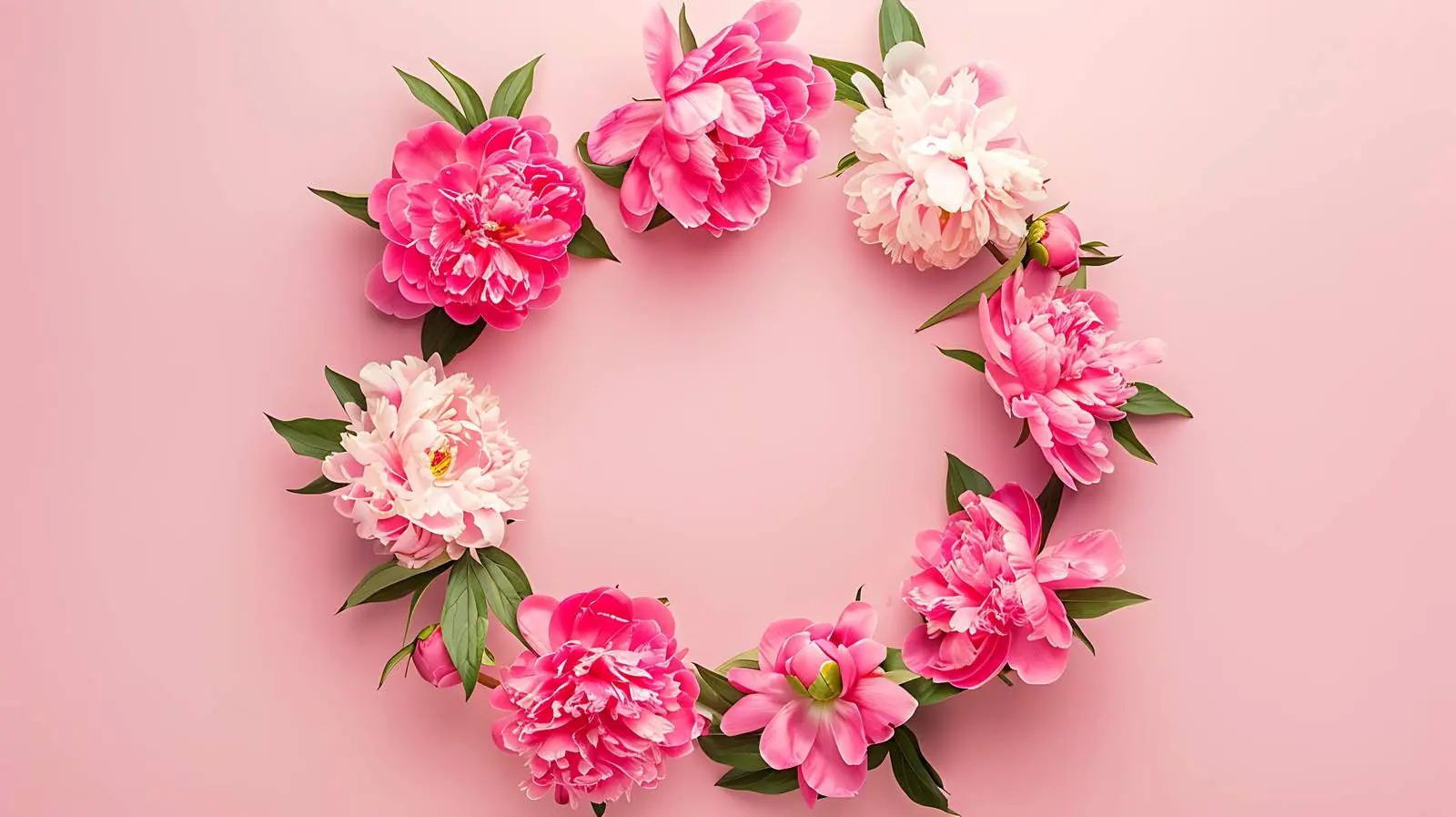 Elegant Pink Peony Flower Wreath Mockup — free download from Dotvec