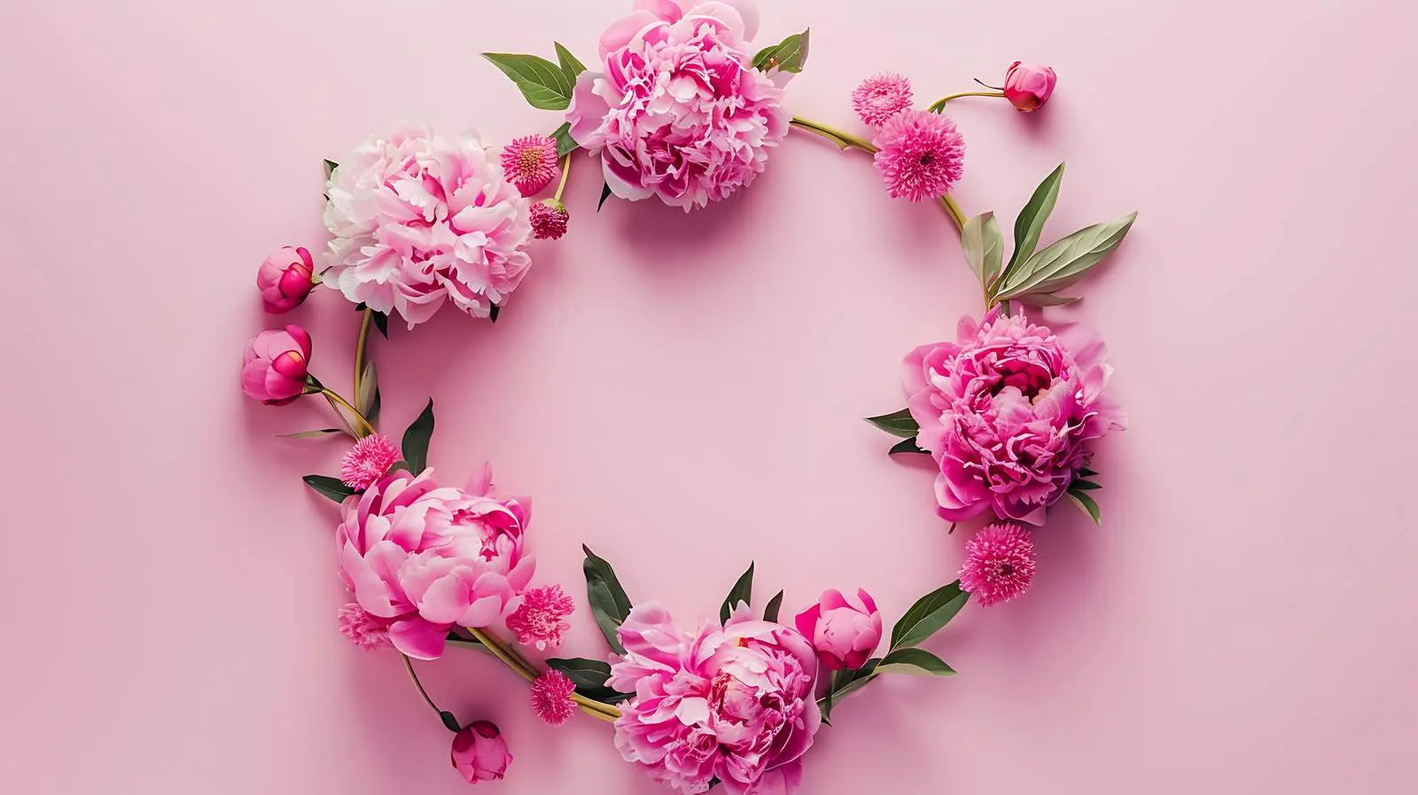 Elegant Pink Peony Wreath with Mockup Option – free peony flowers image from Dotvec