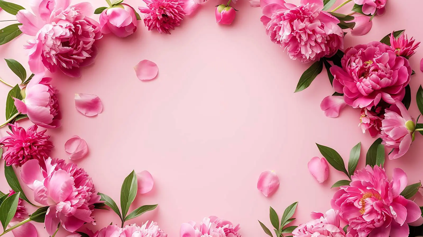 Elegant Pink Peony Wreath with Blank Space — free download from Dotvec