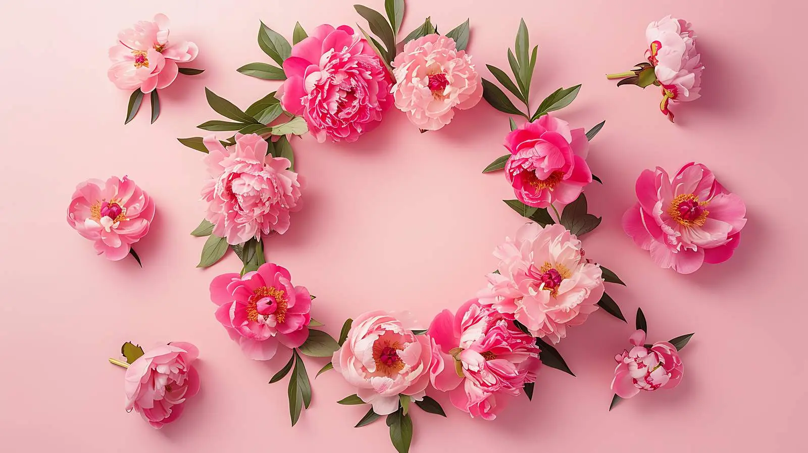 Elegant Pink Peony Flower Wreath Mockup – free peony flowers image from Dotvec