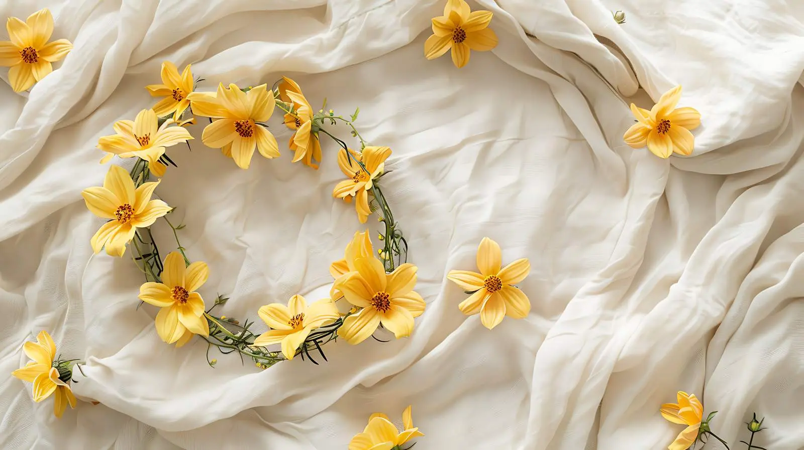 Elegant Yellow Flower Wreath with Mockup Space — free download from Dotvec