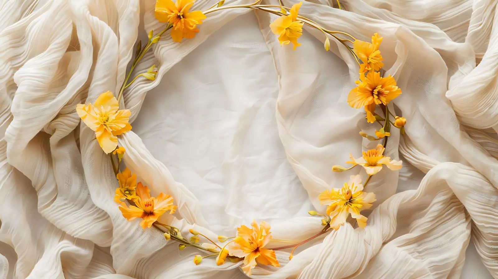 Elegant Yellow Flower Wreath with Blank Space — free download from Dotvec