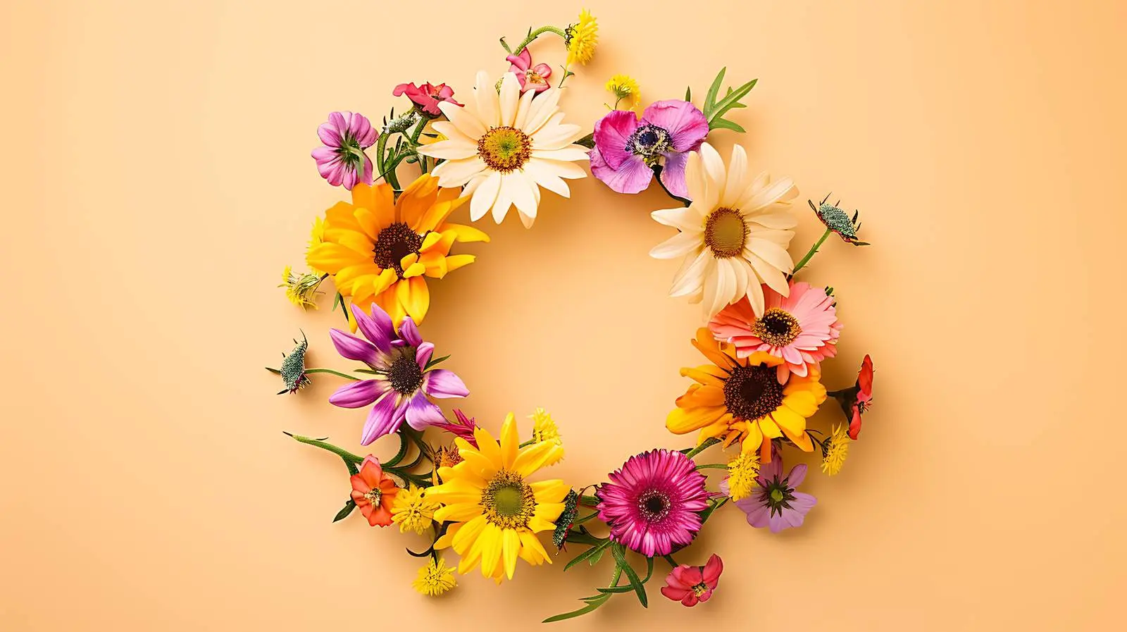 Floral Wreath with Blank Mockup Space – free name image from Dotvec