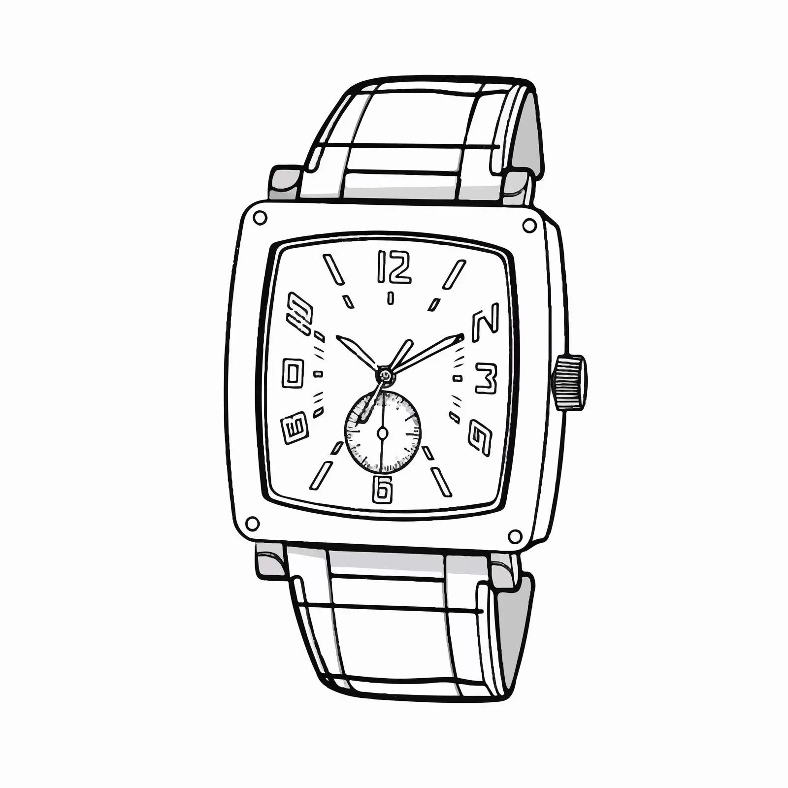 Cartoon Vector Wristwatch Line Illustration — free download from Dotvec