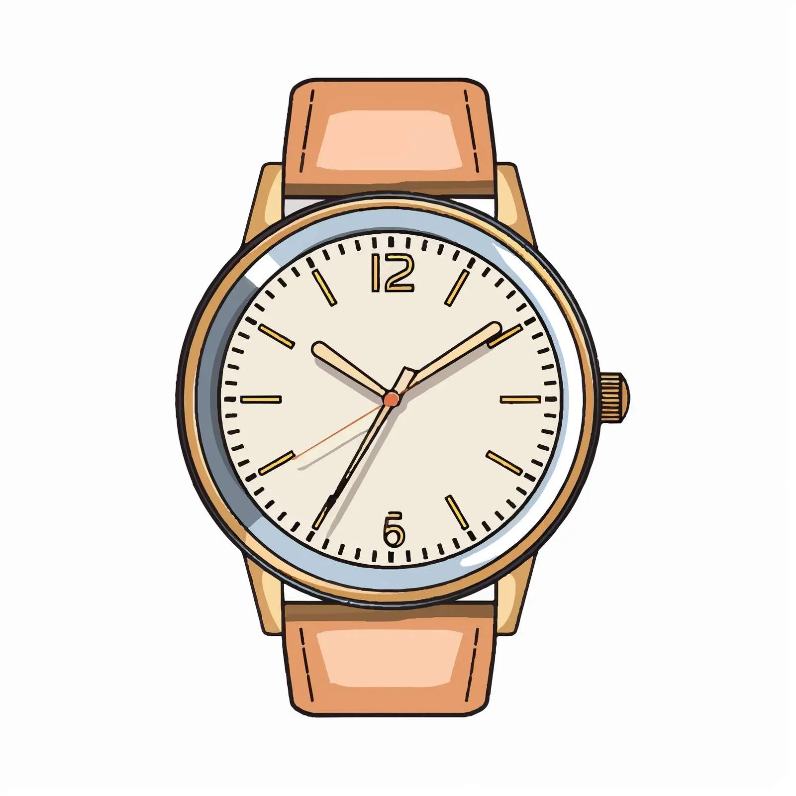 Wristwatch Line Vector Illustration on White Background – free watch face image from Dotvec