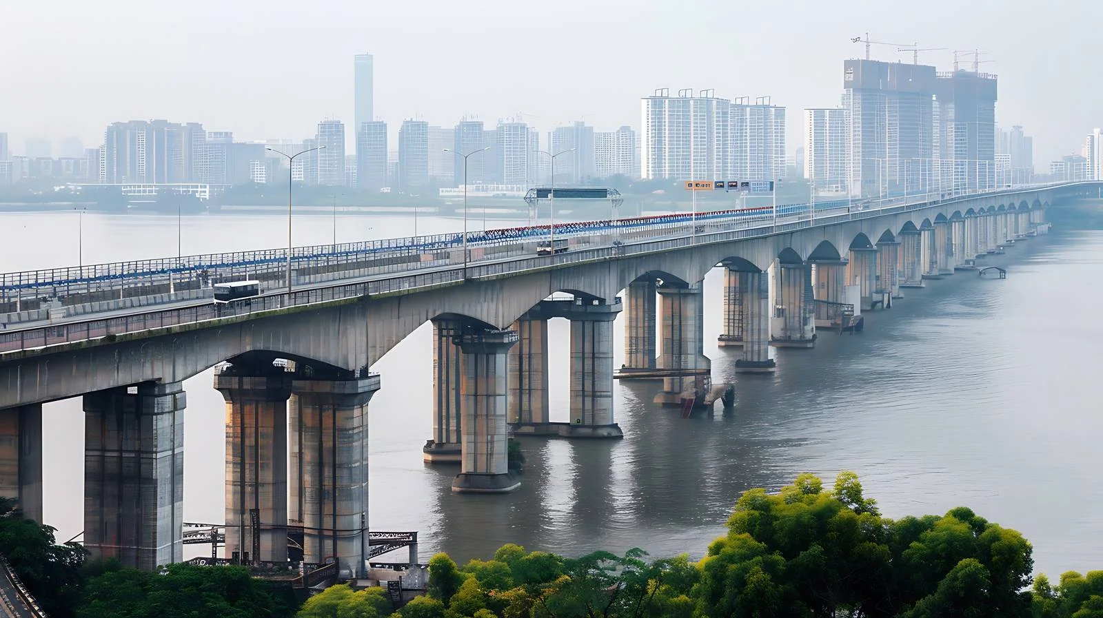 Elegant Wuhan Yangsigang Bridge on White Background — free download from Dotvec