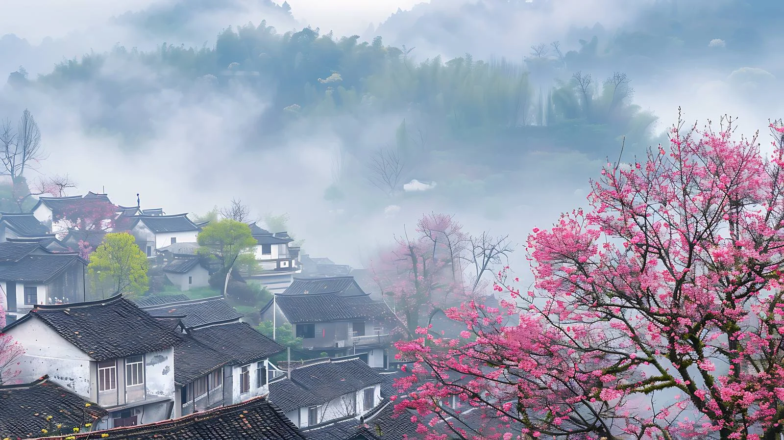 Vibrant Wuyuan Spring Blossoms on White — free download from Dotvec