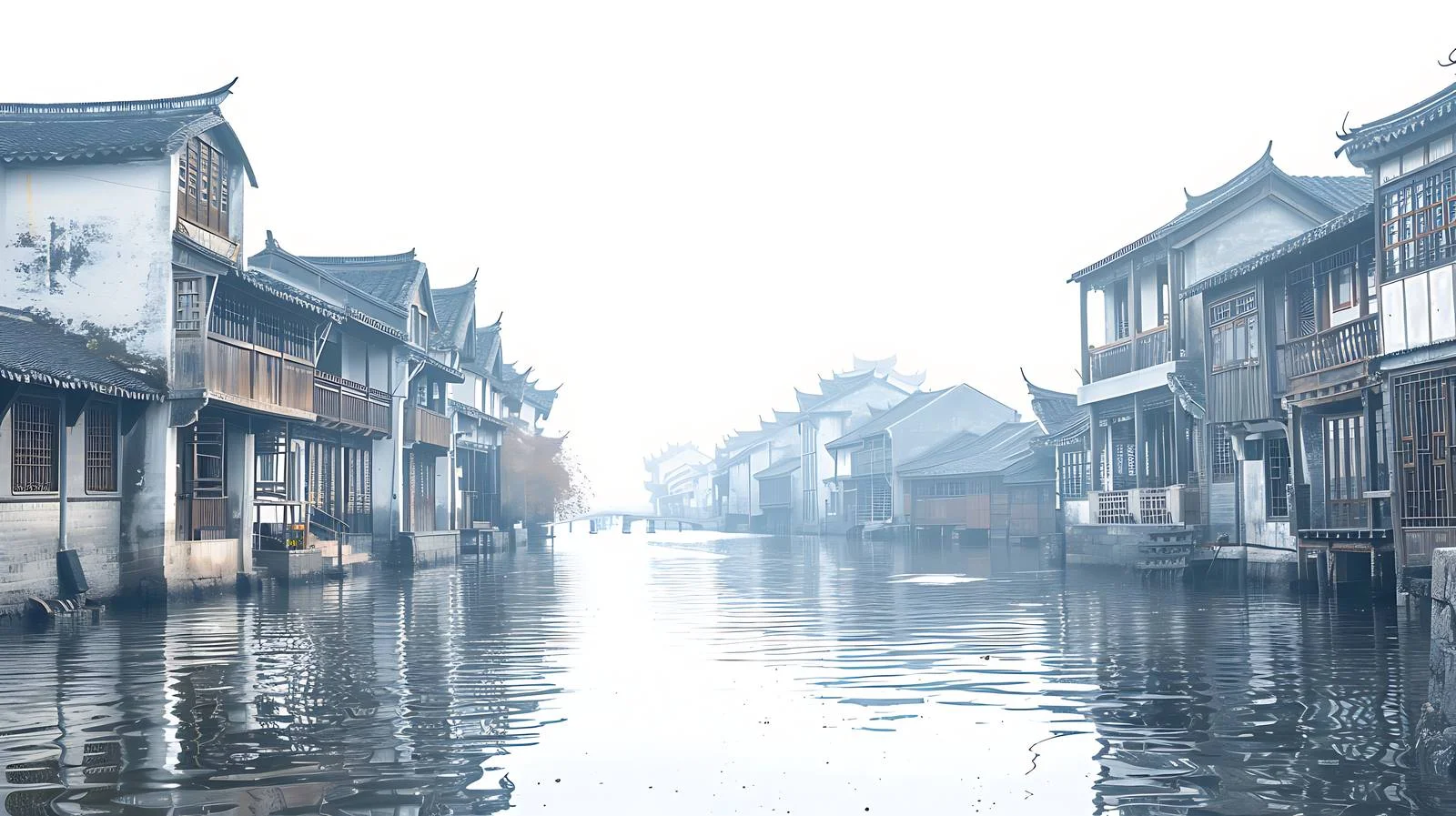 Tranquil Wuzhen Water Town on White Background — free download from Dotvec