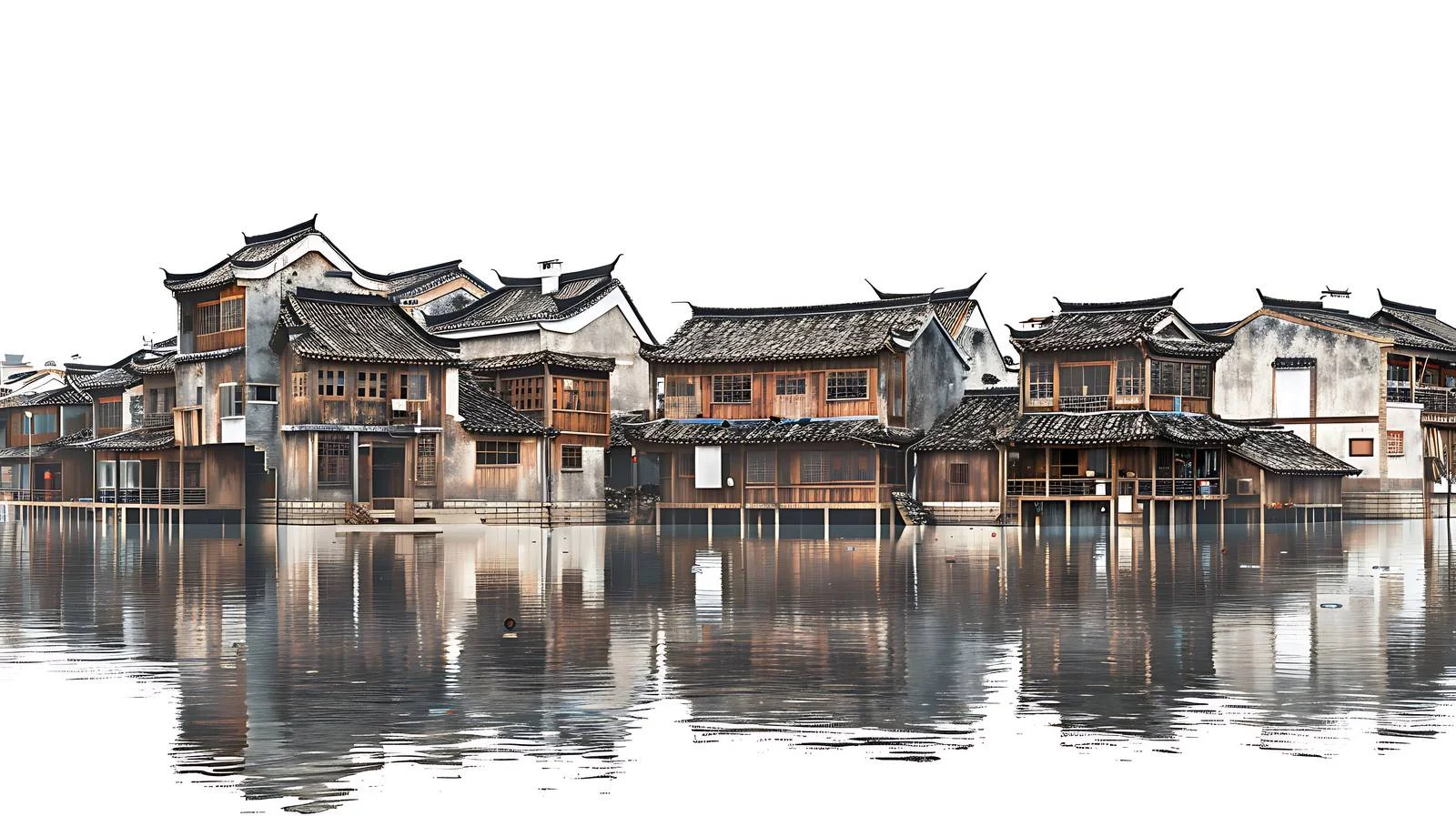 Traditional Wuzhen Homes on White Background — free download from Dotvec