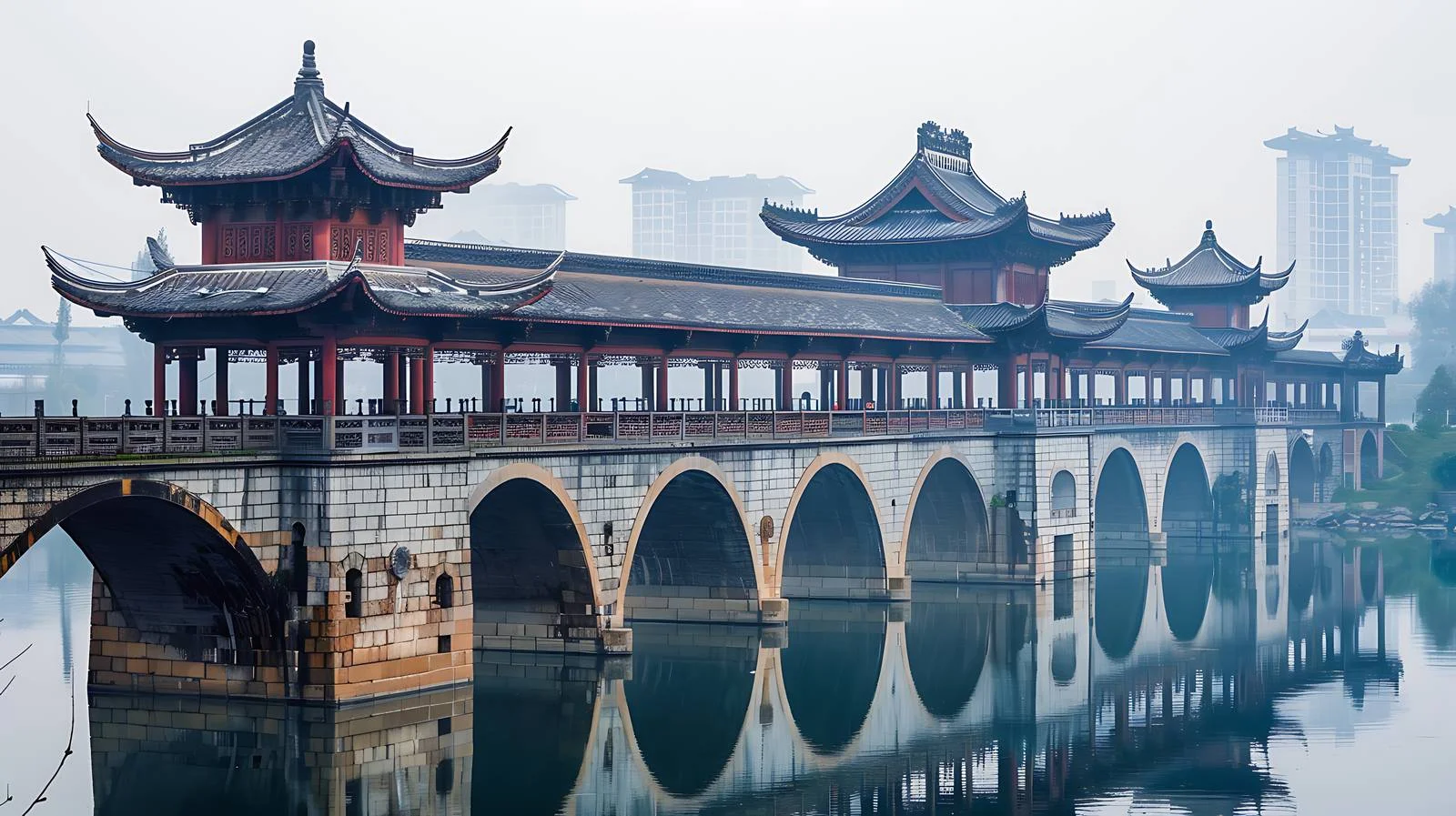 Xian Bahe Yuanshuo Bridge on White — free download from Dotvec