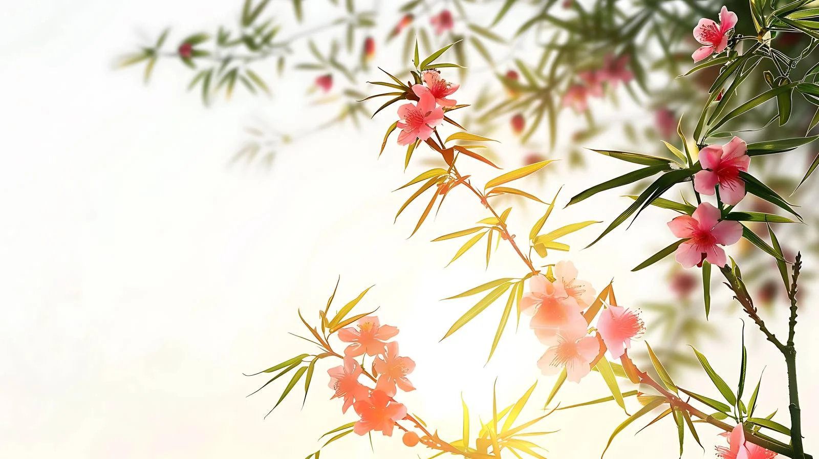 Serene Sunrise Over Isolated Flower and Bamboo — free download from Dotvec