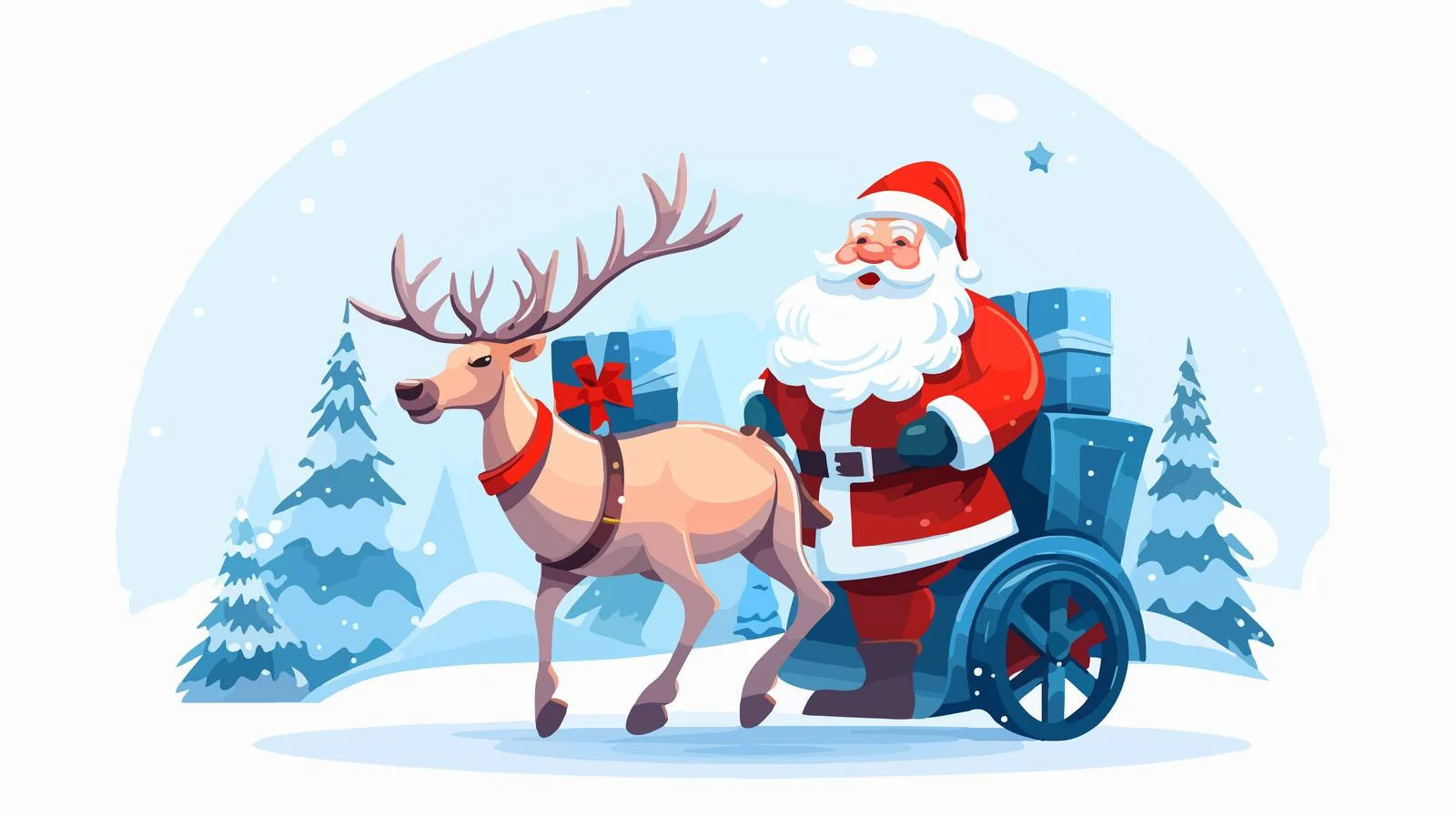Festive Santa Claus on Reindeer Sleigh — free download from Dotvec