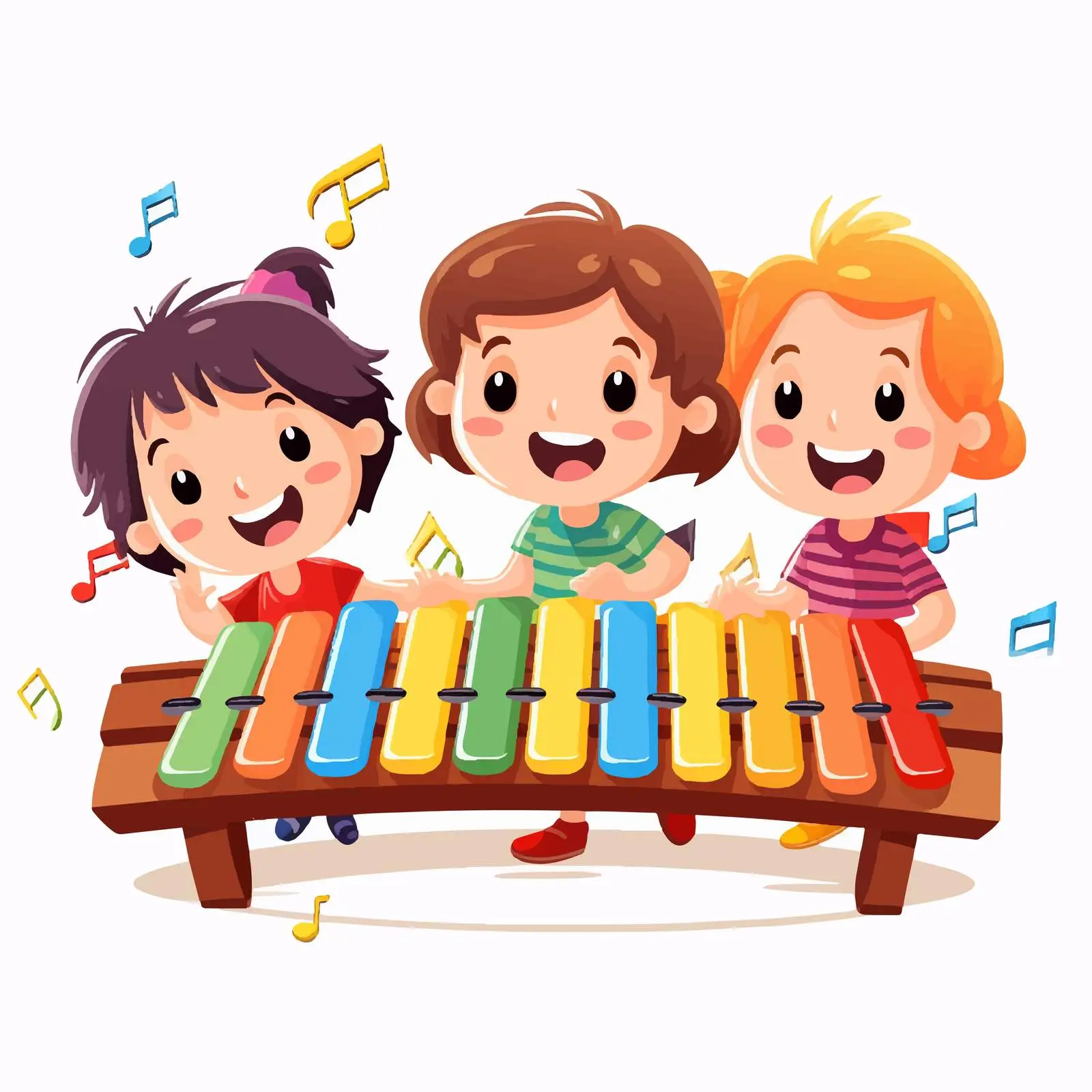 Happy Kids Playing Xylophone Cartoon Vector Illustration — free download from Dotvec