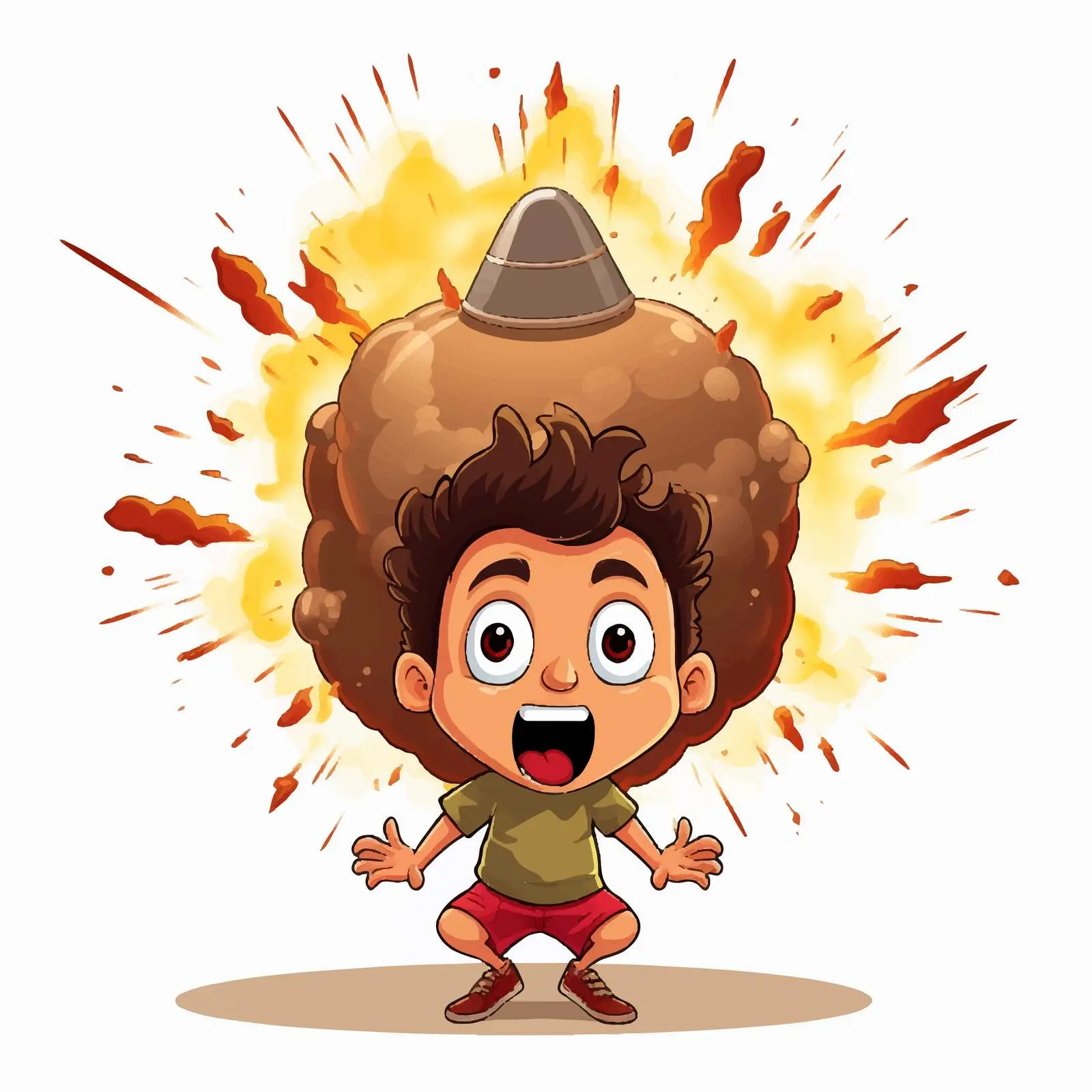 Cartoon Boy with Explosive Word Art – free explosive image from Dotvec