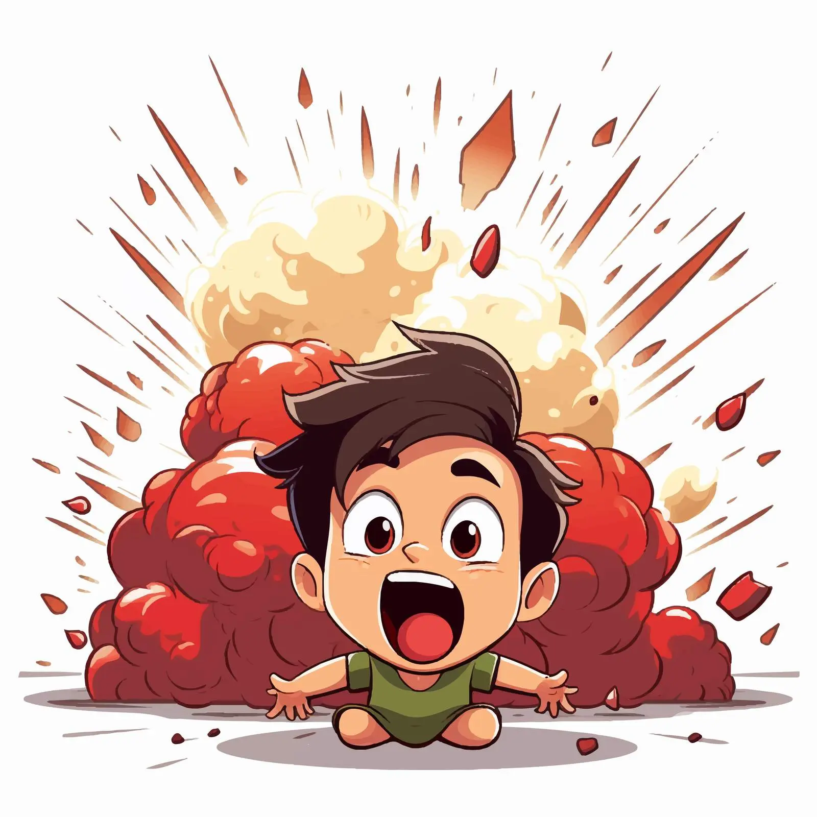 Cartoon Boy with Explosion and Excitement — free download from Dotvec