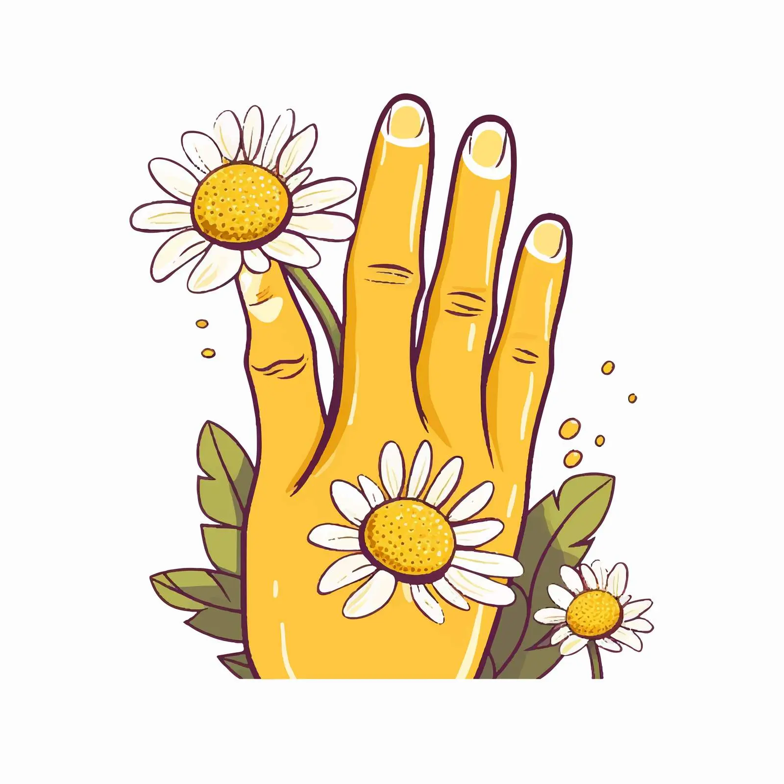 Chamomile Flower in Hand with Short Nails — free download from Dotvec
