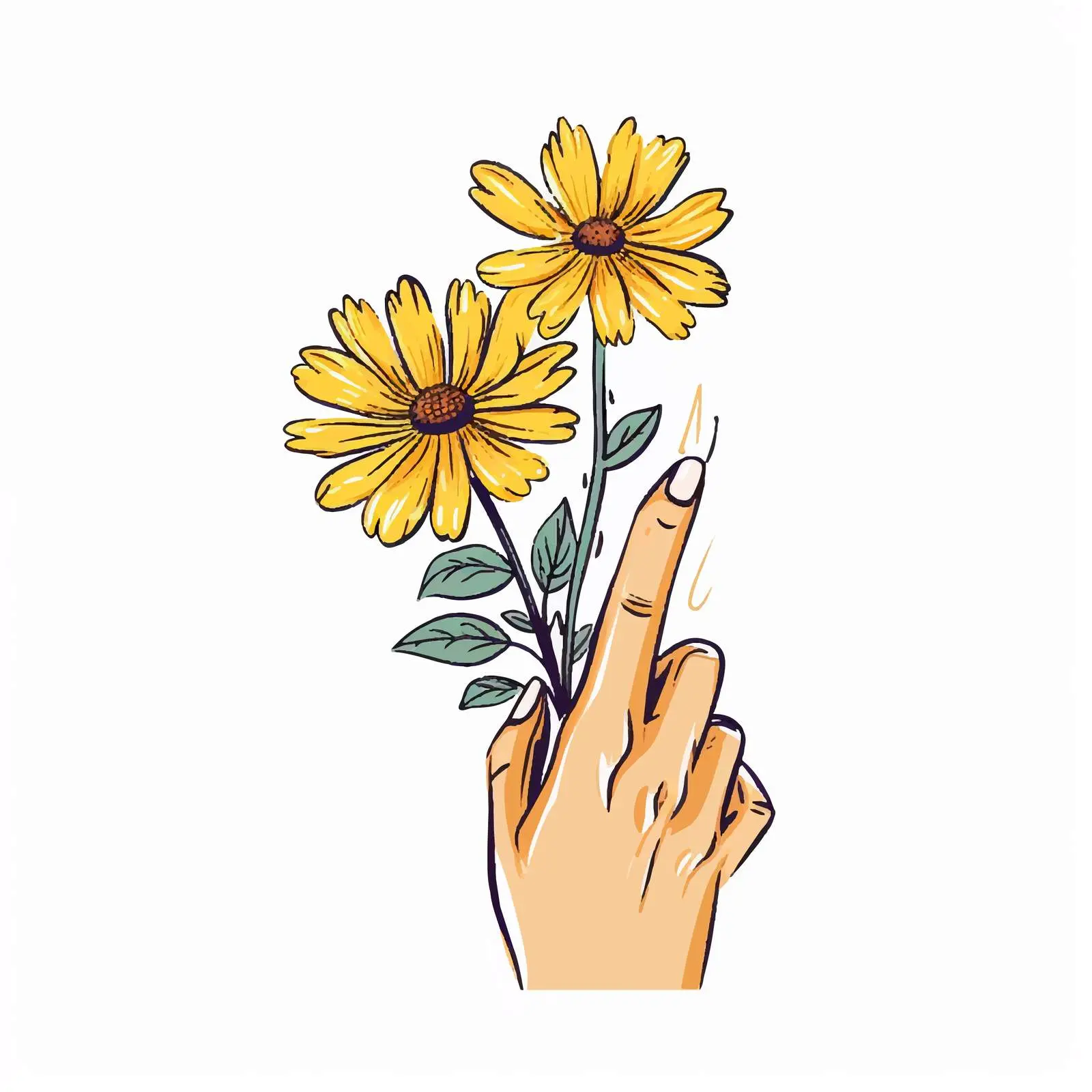 Chamomile Flower in Hand with Short Nails — free download from Dotvec