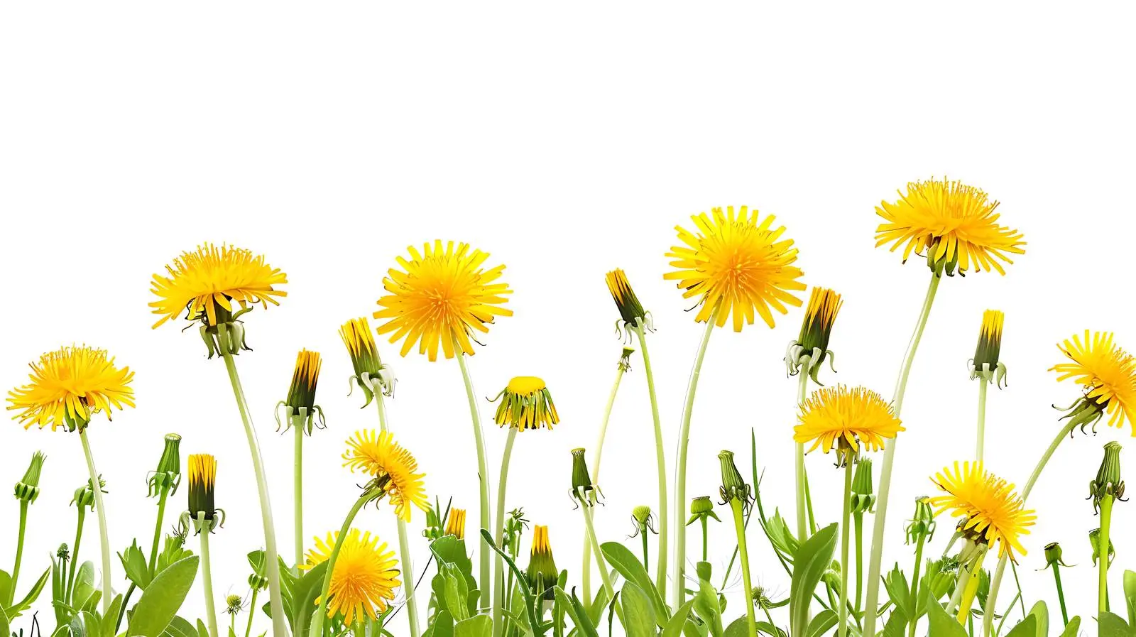Yellow Dandelion Flowers on White Background — free download from Dotvec