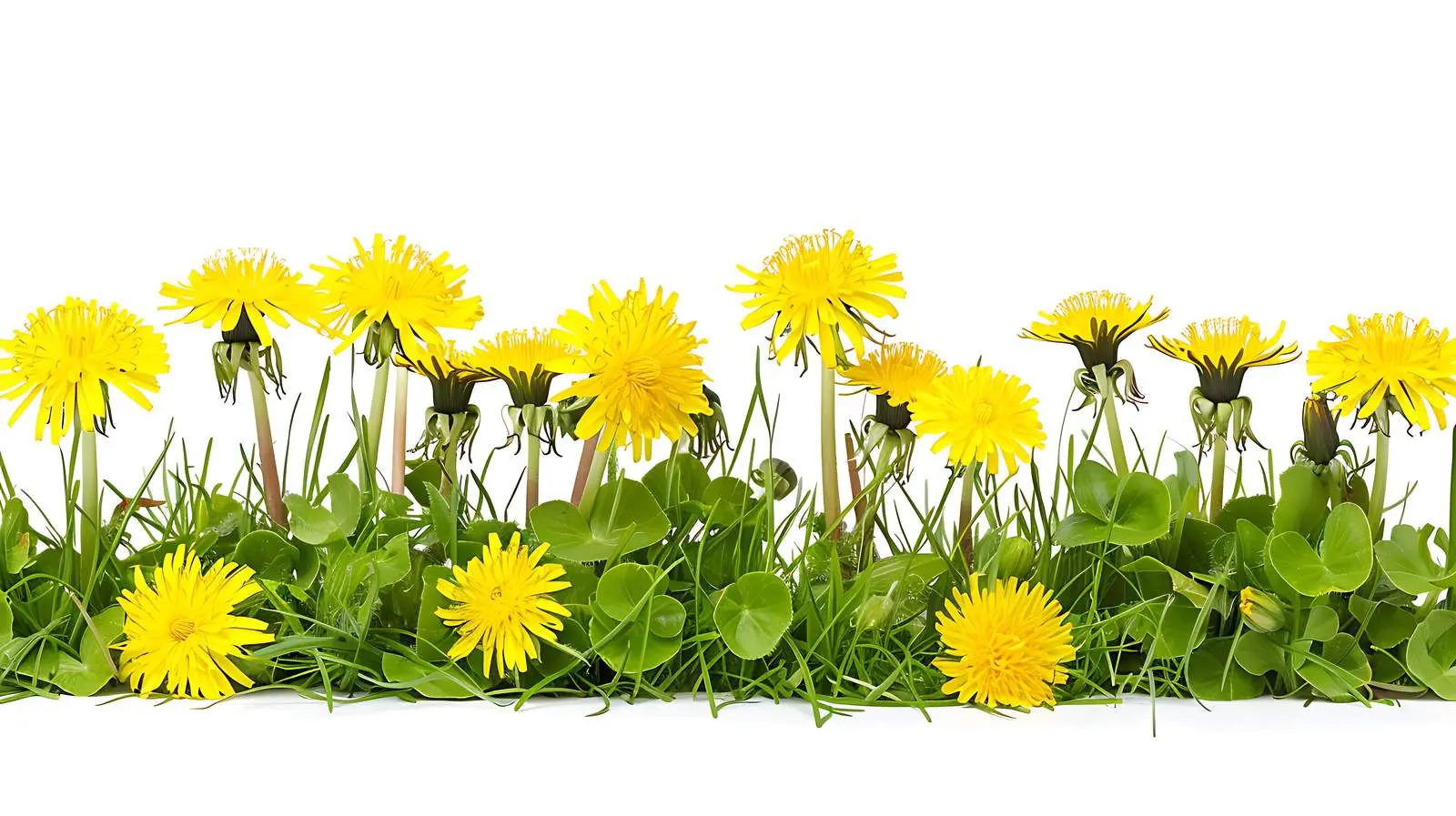 Yellow Dandelion Flowers Isolated on White Background — free download from Dotvec