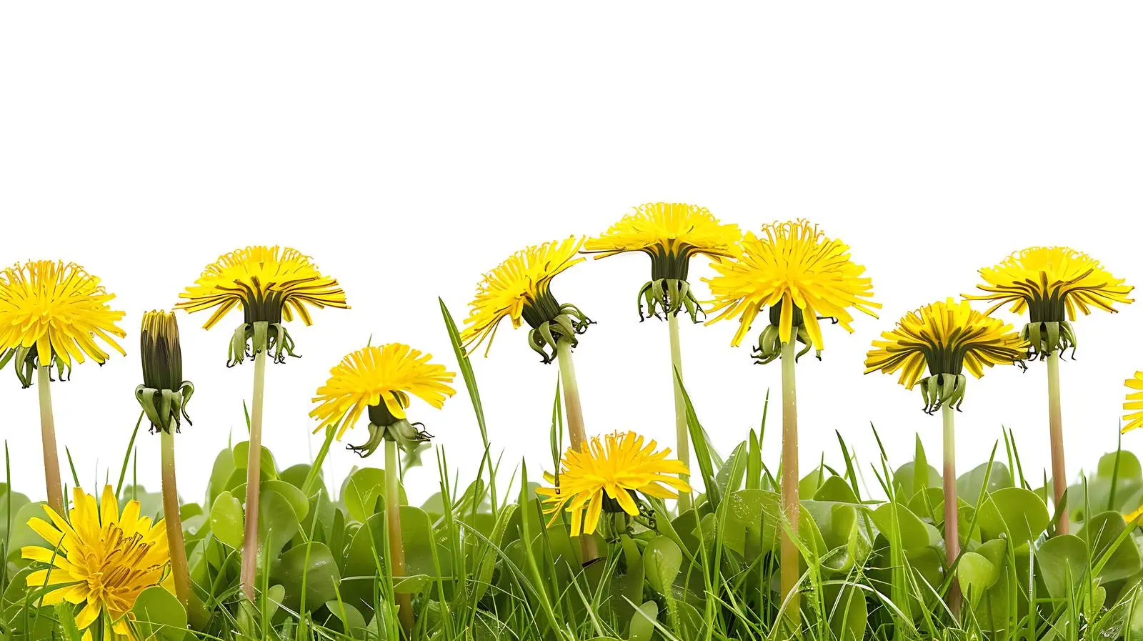 Vibrant Yellow Dandelion Flowers in Spring Field — free download from Dotvec