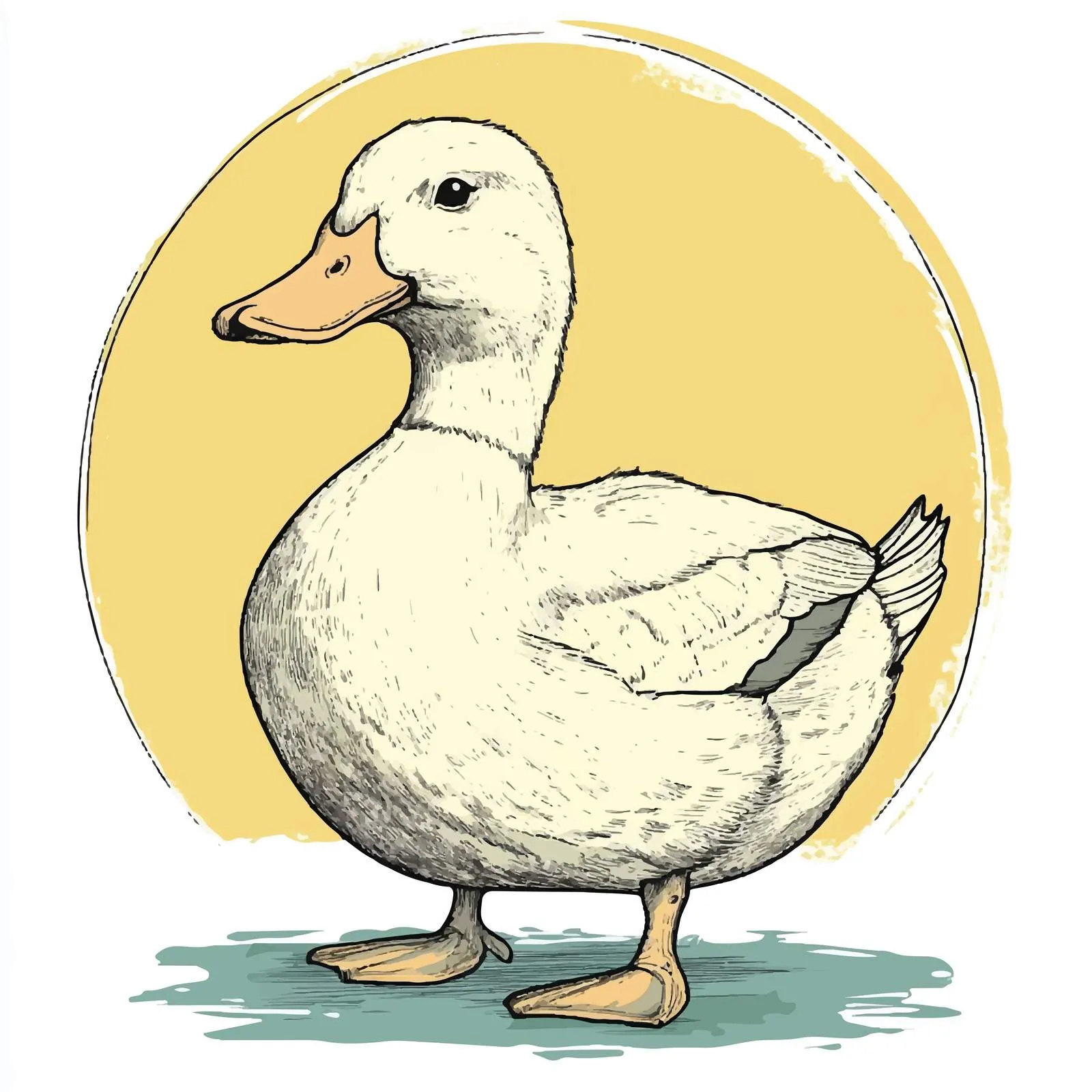 Hand Drawn Yellow Duck Cartoon Vector Illustration — free download from Dotvec