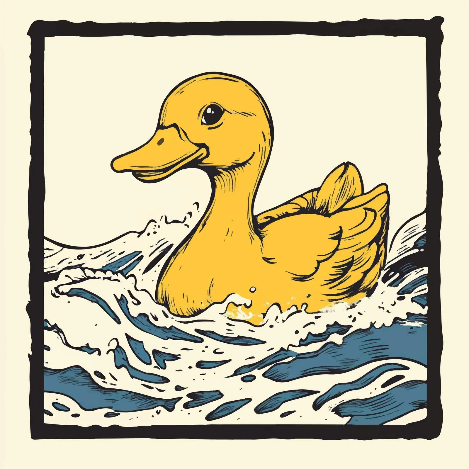 Hand Drawn Yellow Duck Cartoon Vector Illustration – free whimsical duck image from Dotvec