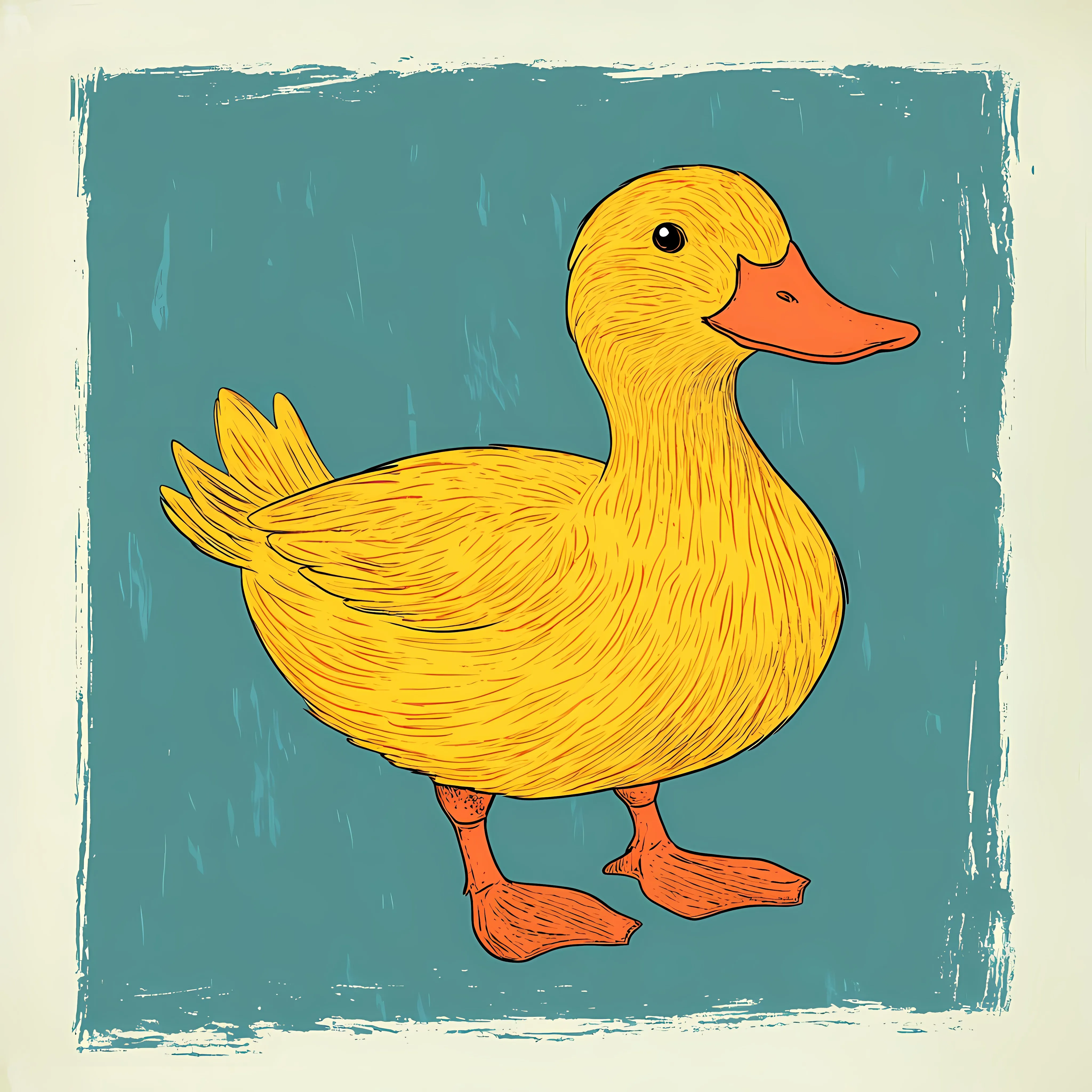 Hand Drawn Yellow Duck Cartoon Vector Illustration – free whimsical duck image from Dotvec
