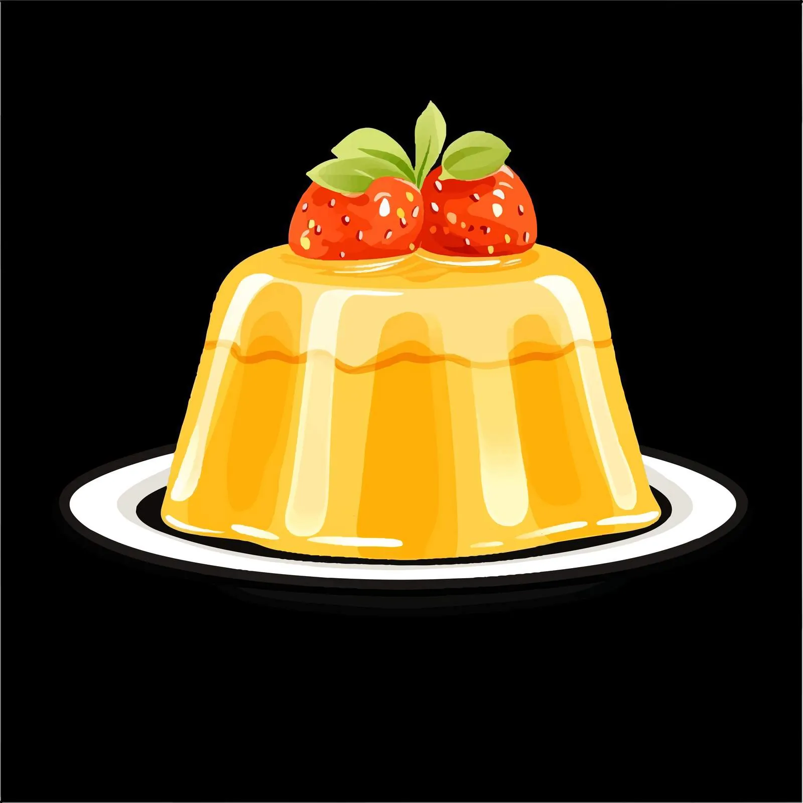 Yellow Fruit Jelly Pudding Vector Illustration – free dessert graphic image from Dotvec
